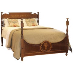 Spanish Inlaid Walnut Antique Bed WK138