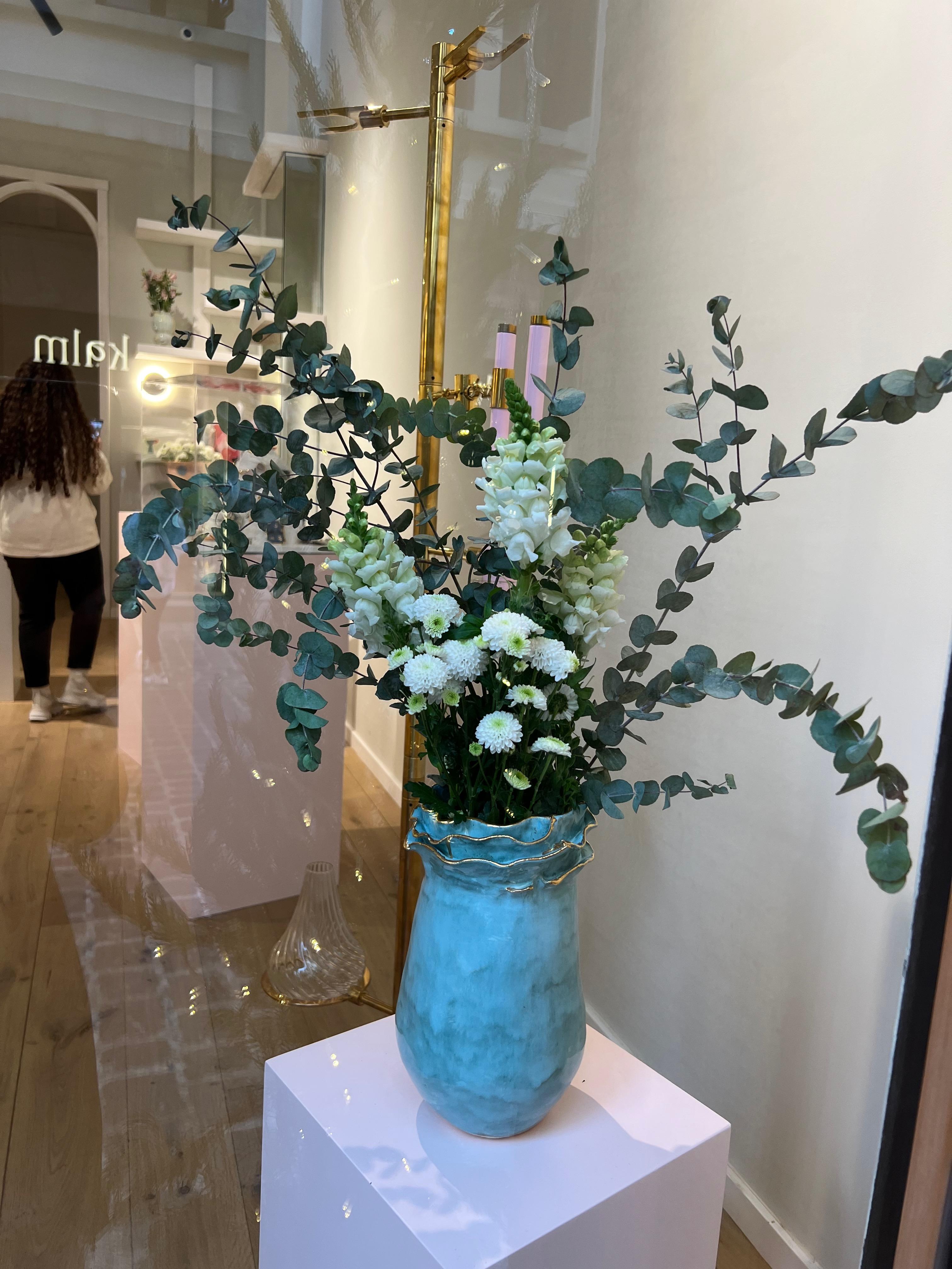 Spanish Inspired Blue Olé Vase by artist - designer Hania Jneid For Sale 5