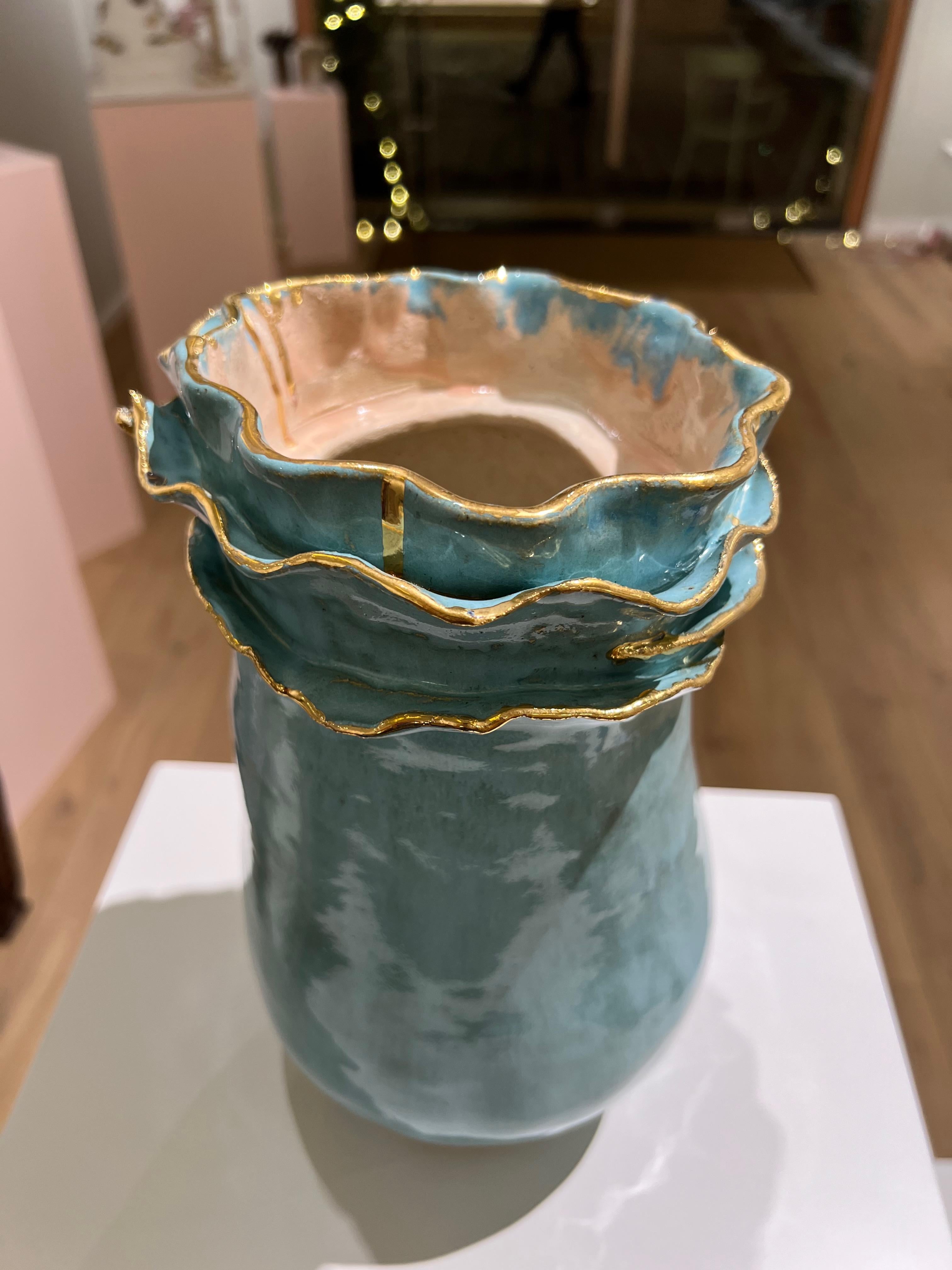 Spanish Inspired Blue Olé Vase by artist - designer Hania Jneid For Sale 6