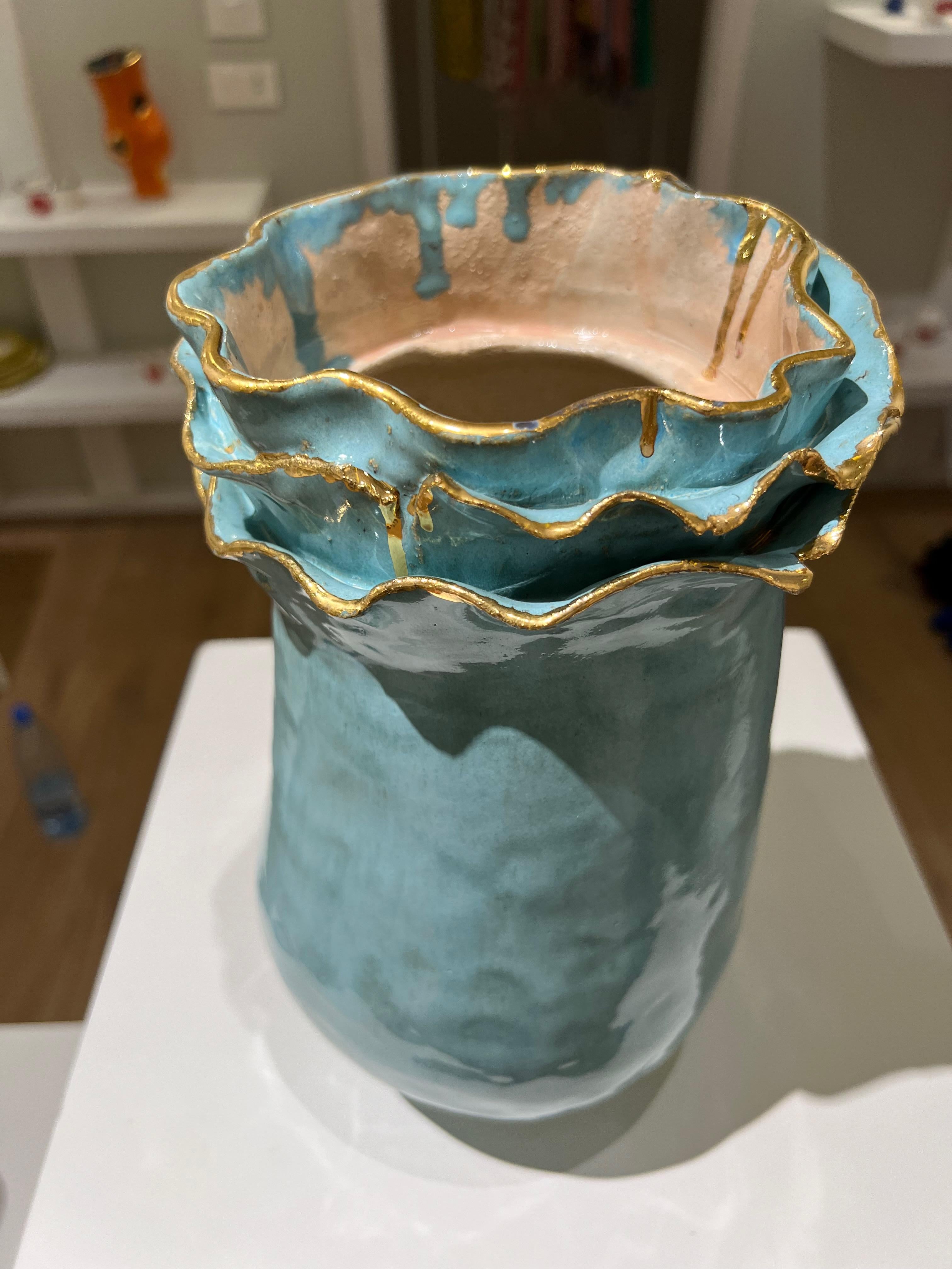 Spanish Inspired Blue Olé Vase by artist - designer Hania Jneid For Sale 7