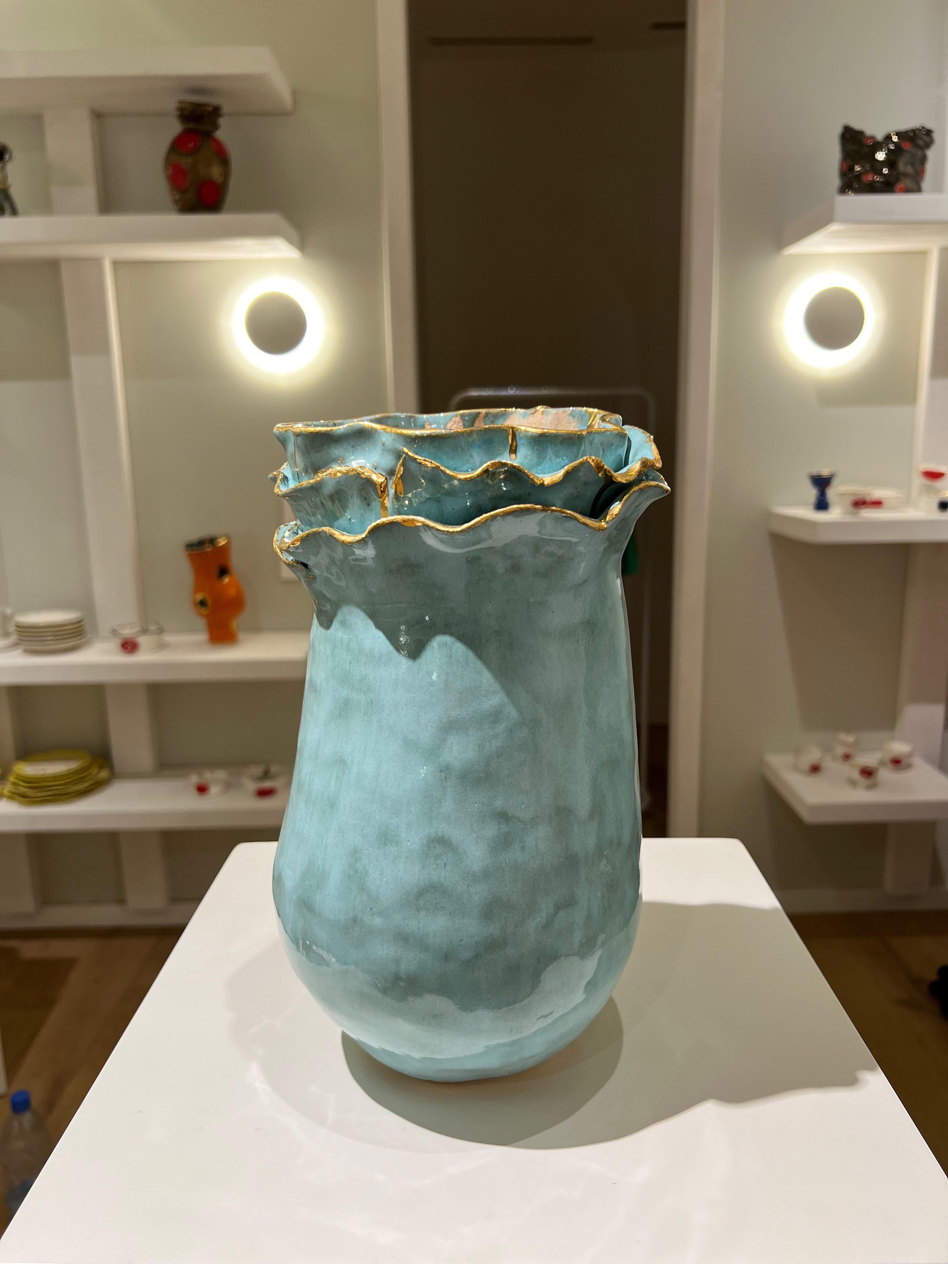 Spanish Inspired Blue Olé Vase by artist - designer Hania Jneid For Sale 8