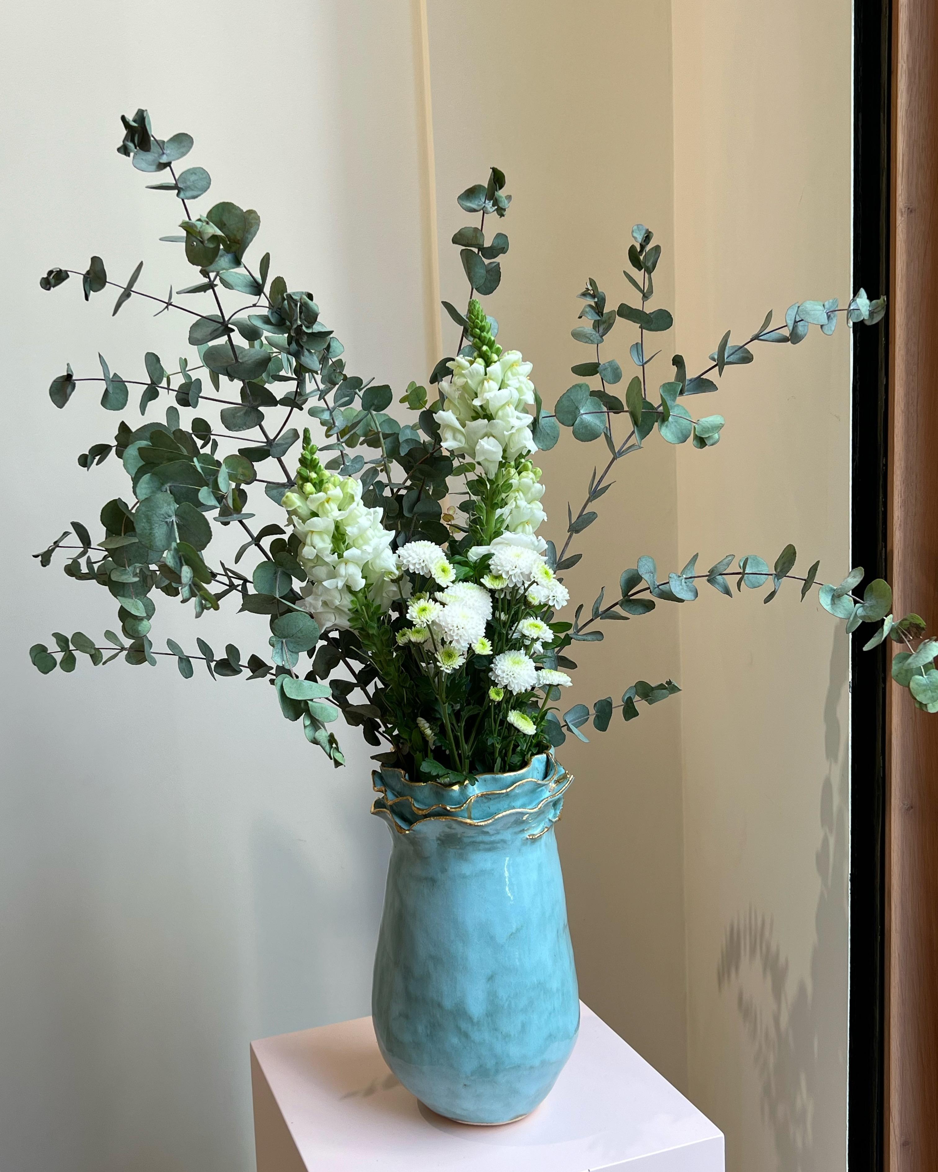 Spanish Inspired Blue Olé Vase by artist - designer Hania Jneid For Sale 2