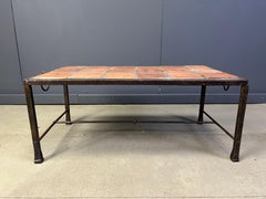 Table basse espagnole en fer et carreaux de céramique, années 1950