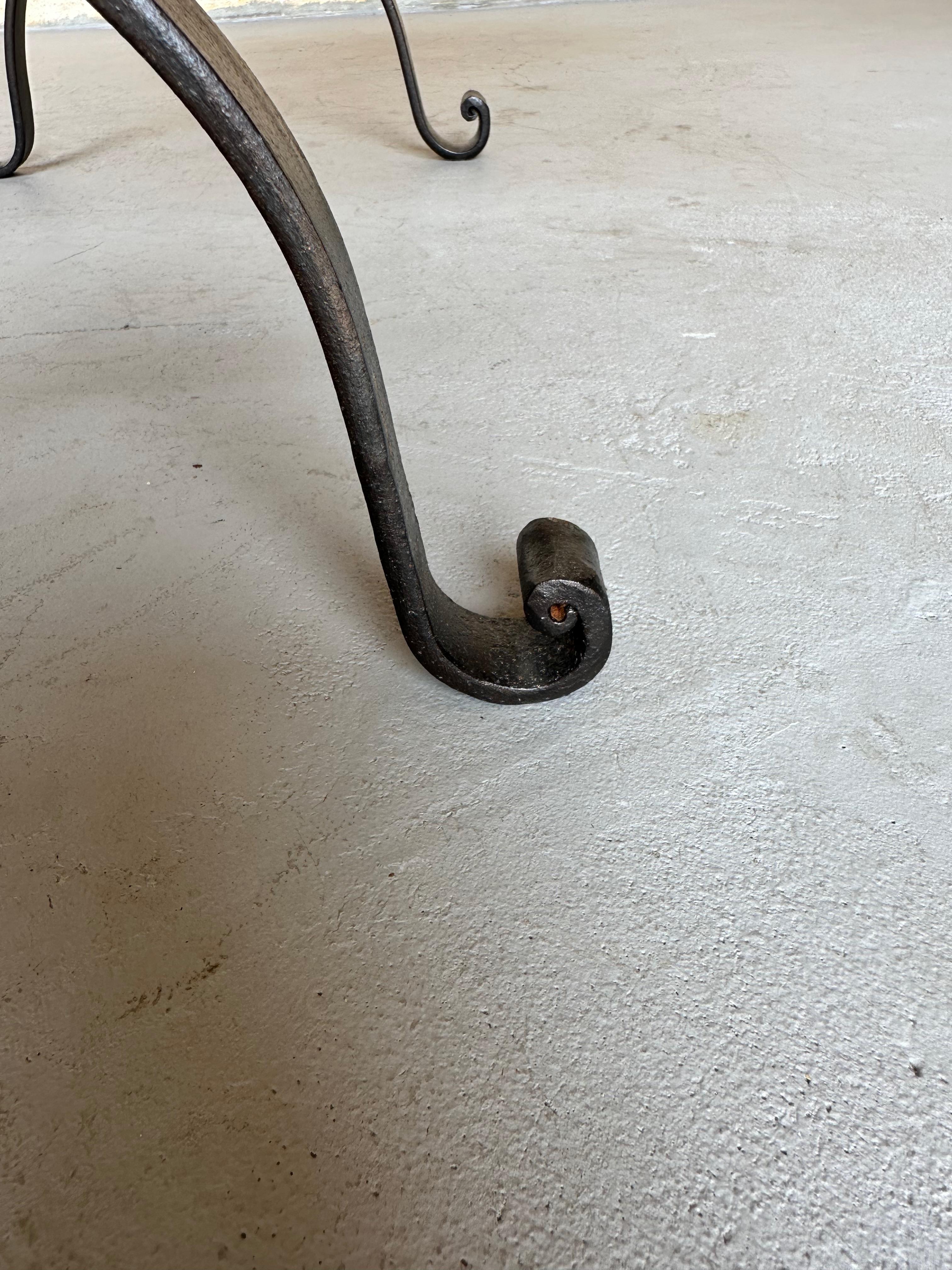 Spanish Iron Bench in Gold Velvet For Sale 8