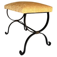 Spanish Iron Bench in Gold Velvet