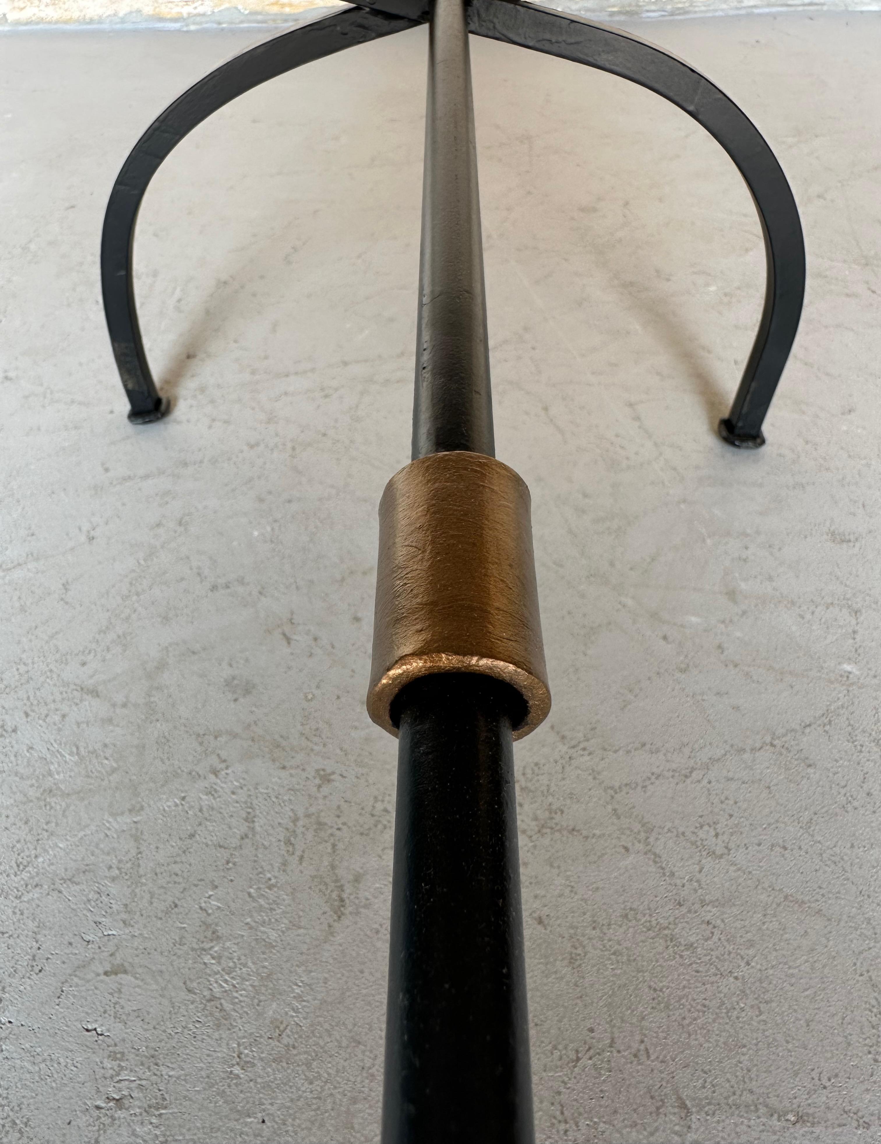 Spanish Iron Bench in Gold Velvet with Bronze and Gold  Base For Sale 7
