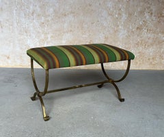 Spanish Iron Bench in Striped Fabric
