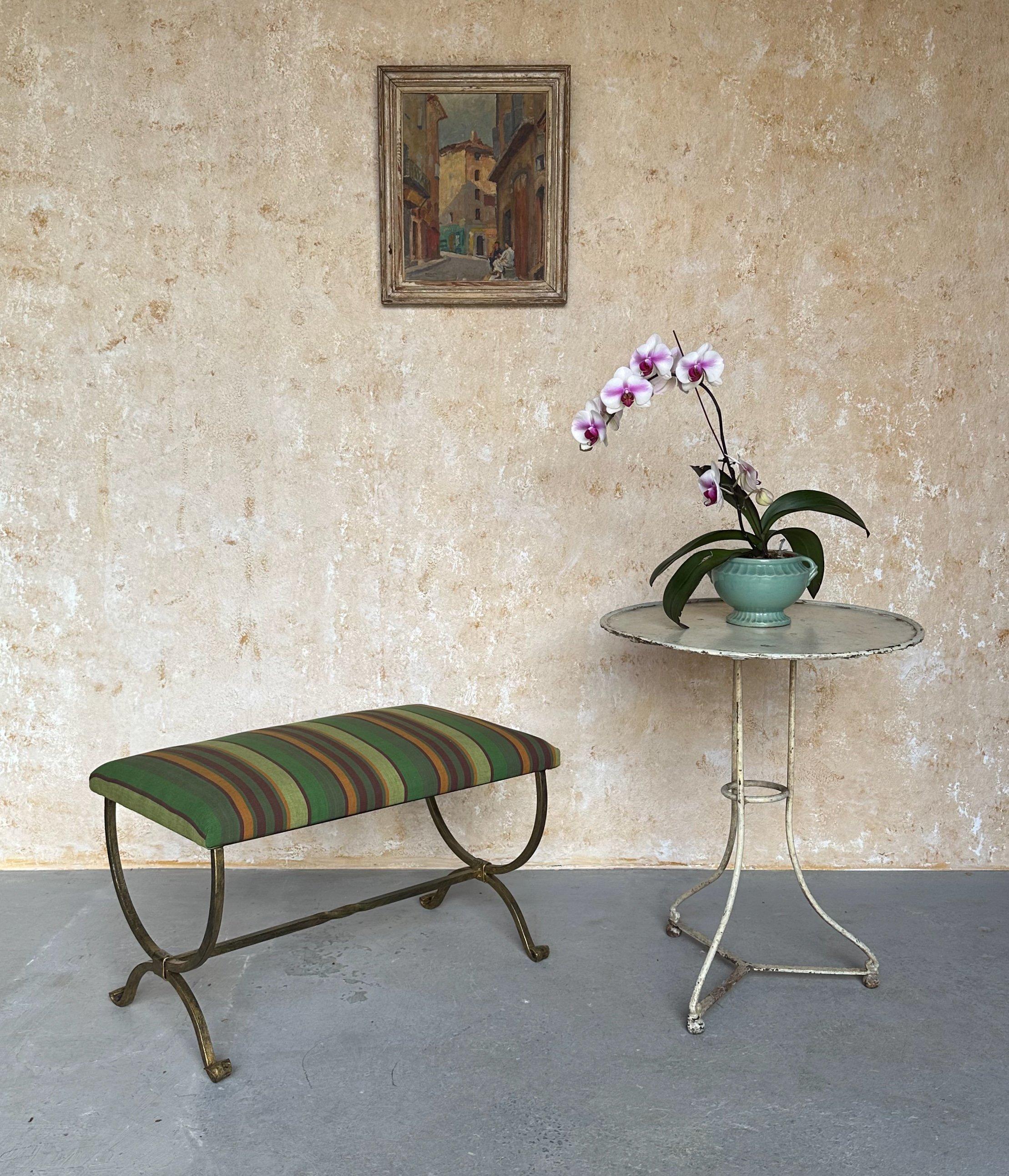 Mid-Century Modern Banc en fer espagnol rayé en vente