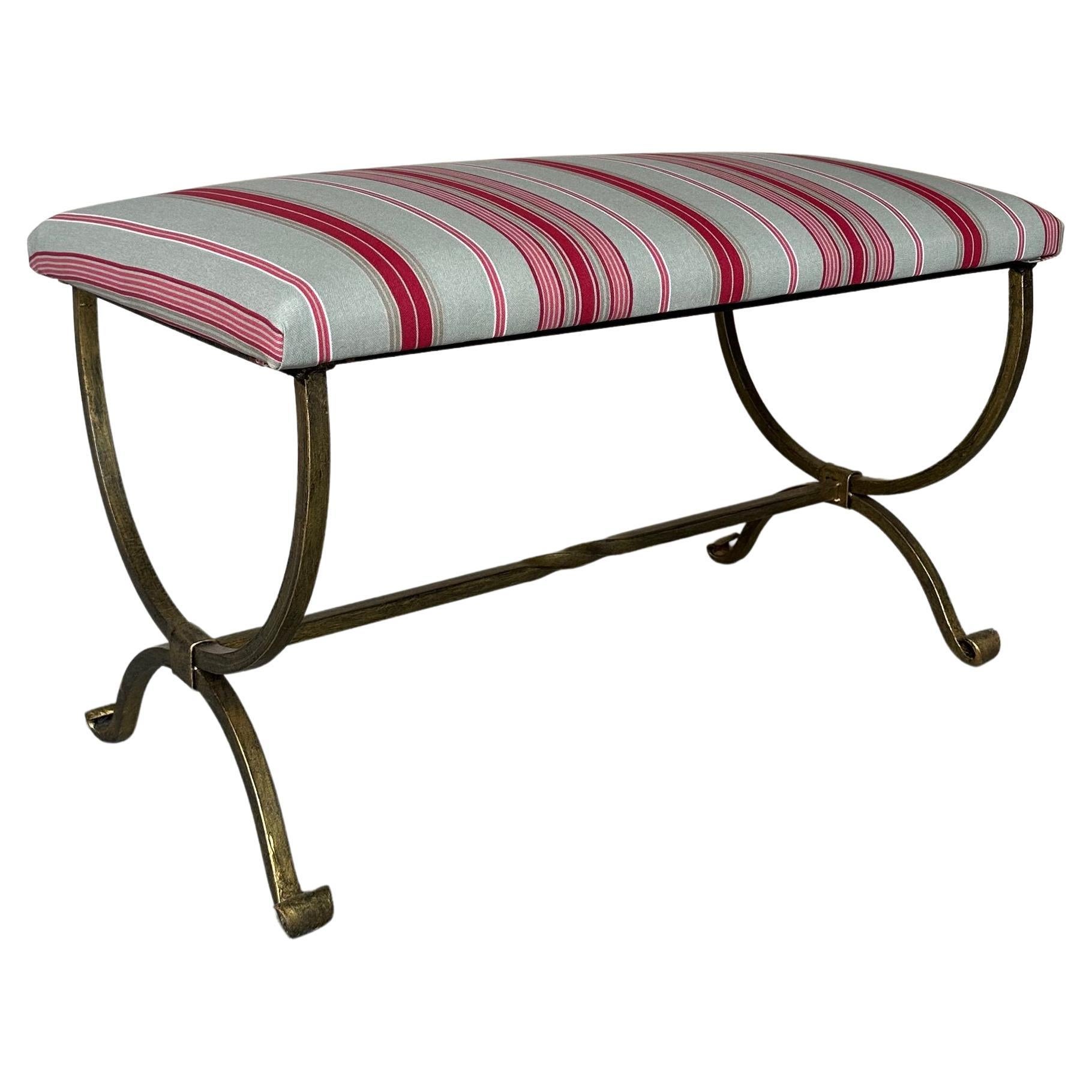 Spanish Iron Bench with Scrolled Legs For Sale