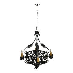 Spanish Iron Chandelier, circa 1930