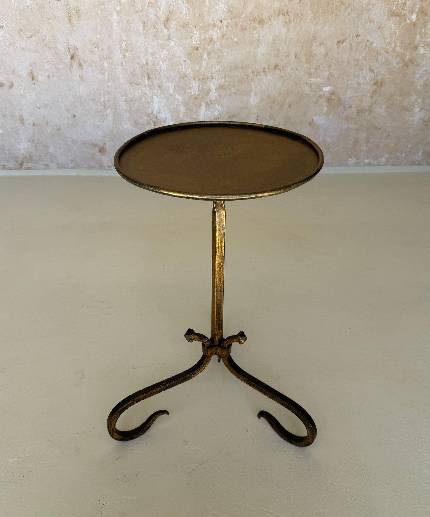 Gilt Spanish Iron Drinks Table on a Tripod Base with Scrolled Legs For Sale
