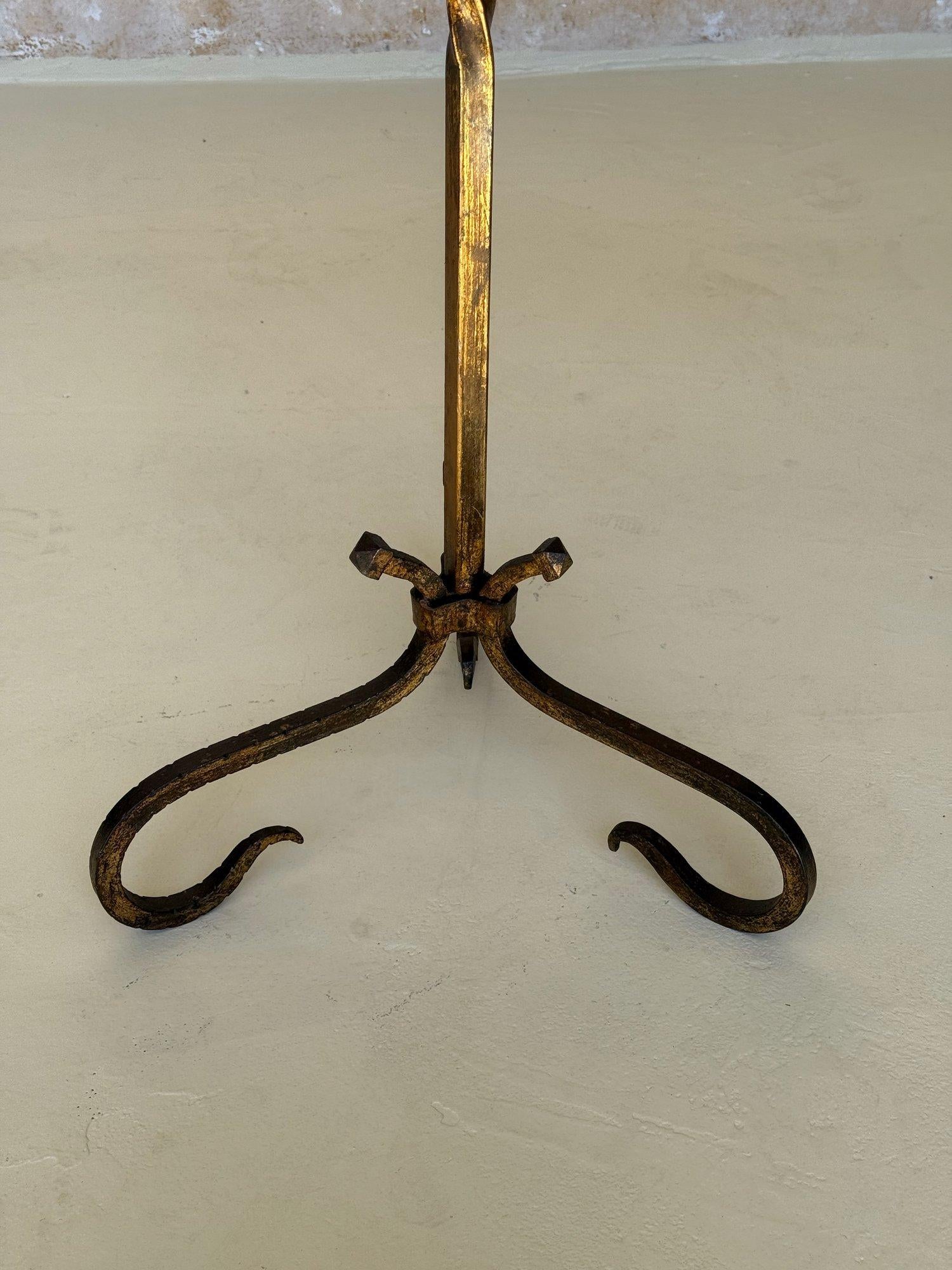 Spanish Iron Drinks Table on a Tripod Base with Scrolled Legs In Good Condition For Sale In Buchanan, NY