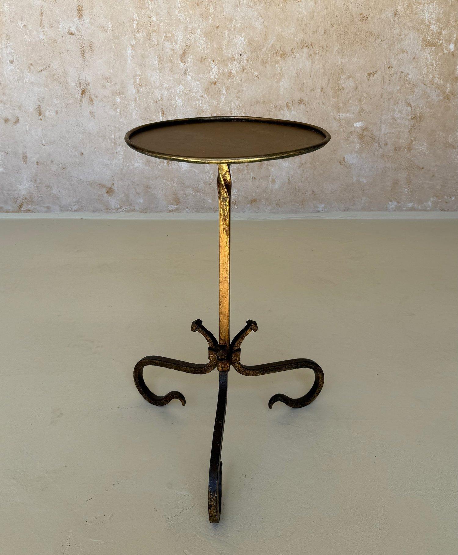 Contemporary Spanish Iron Drinks Table on a Tripod Base with Scrolled Legs For Sale