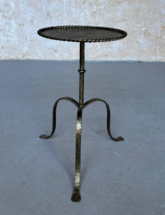Spanish Iron Drinks Table on an Elevated Hammered Tripod Base