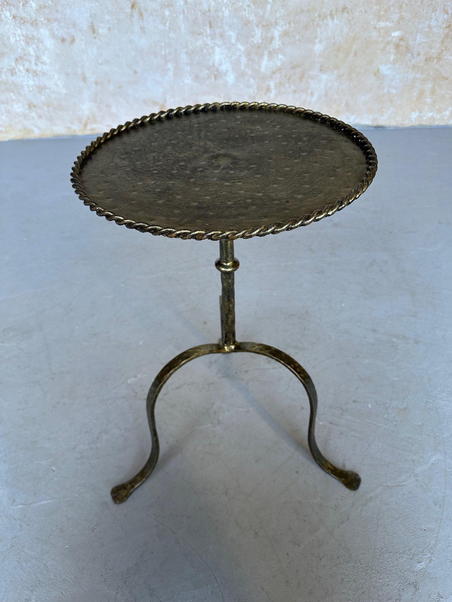 Spanish Iron Drinks Table on an Elevated Hammered Tripod Base In Good Condition In Buchanan, NY