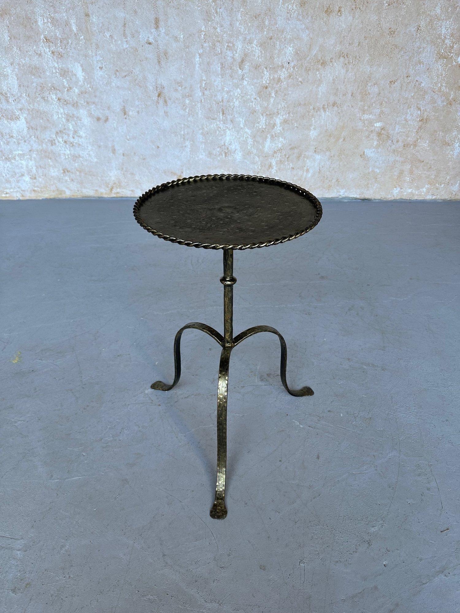 Contemporary Spanish Iron Drinks Table on an Elevated Hammered Tripod Base