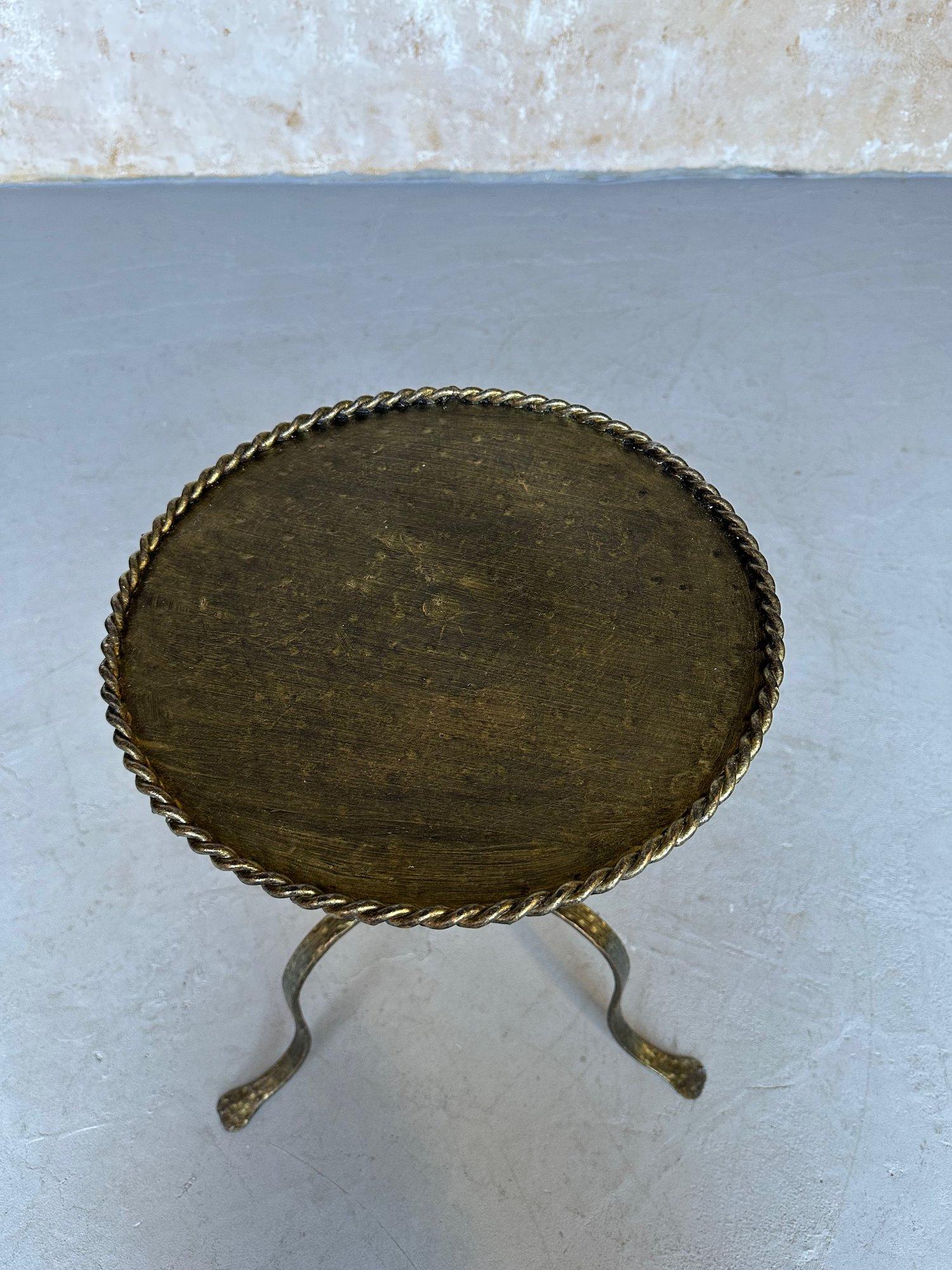 Spanish Iron Drinks Table on an Elevated Hammered Tripod Base 1