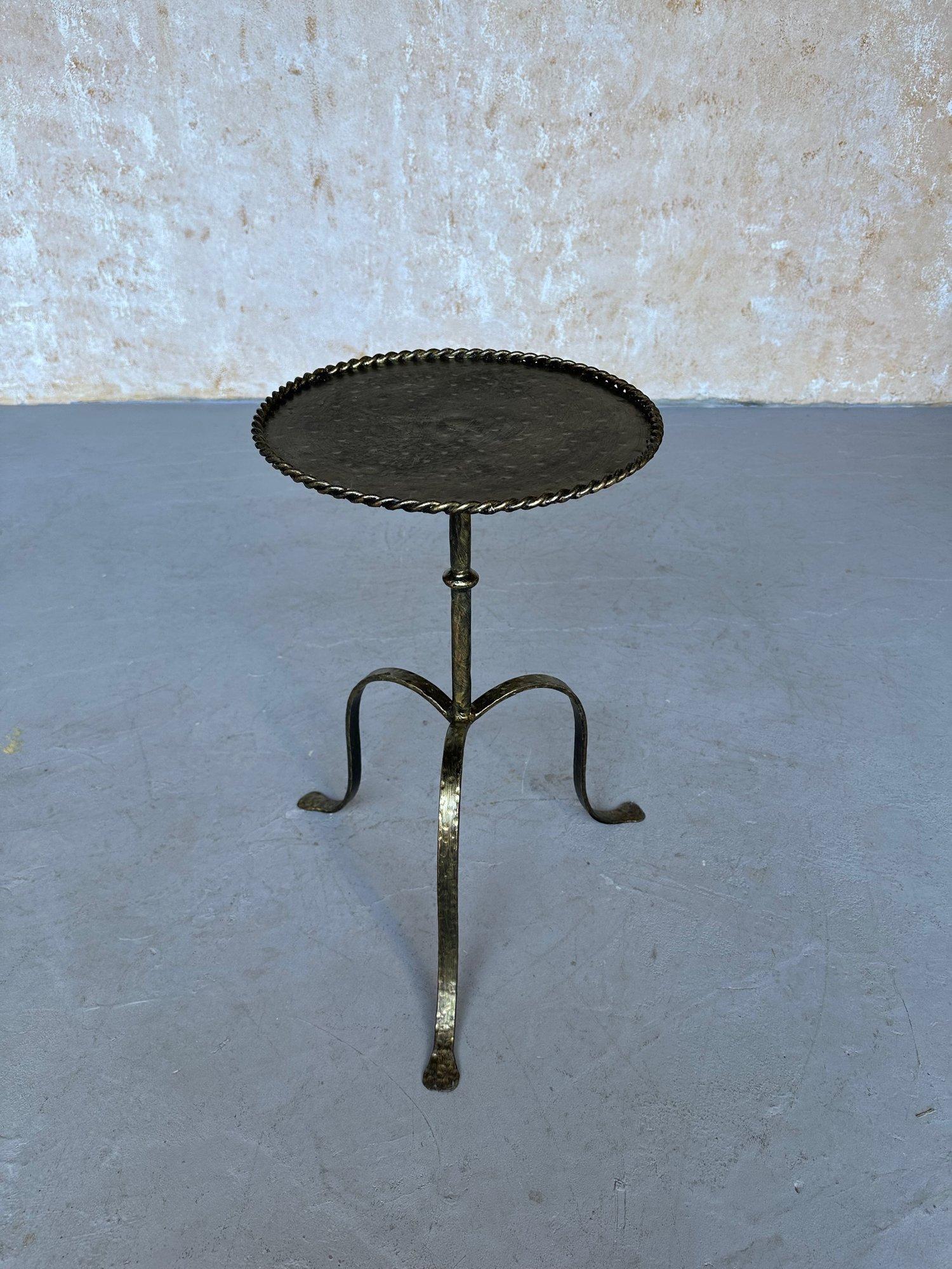 Spanish Iron Drinks Table on an Elevated Hammered Tripod Base 2
