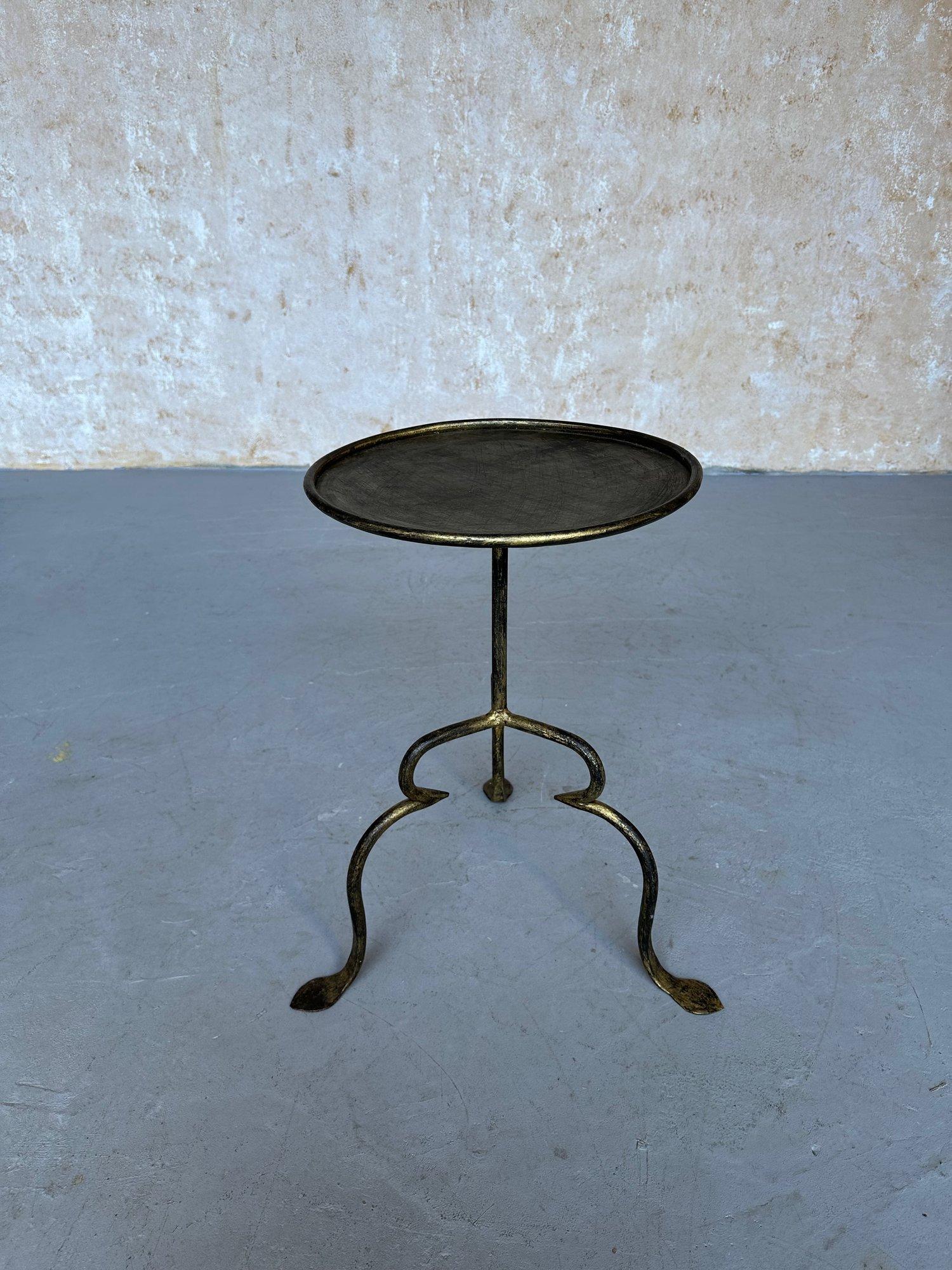 Gilt Spanish Iron Drinks Table on an Ornate Tripod Base For Sale