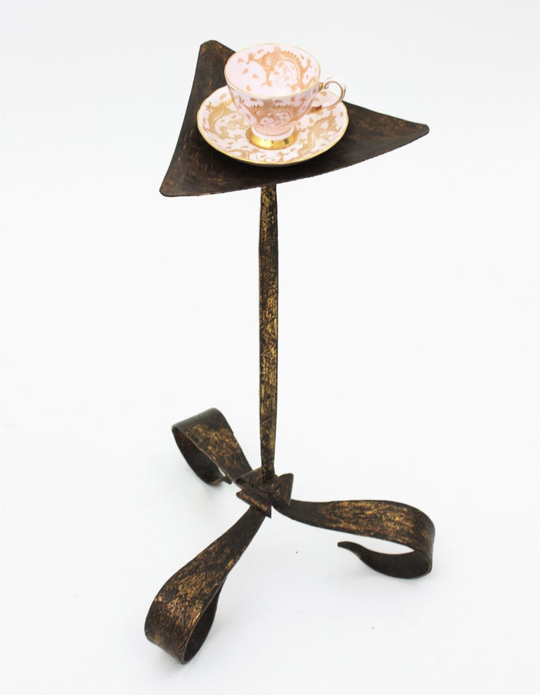 Gothic Revival Spanish Iron Drinks Table / Side Table / Martini Table, 1940s For Sale