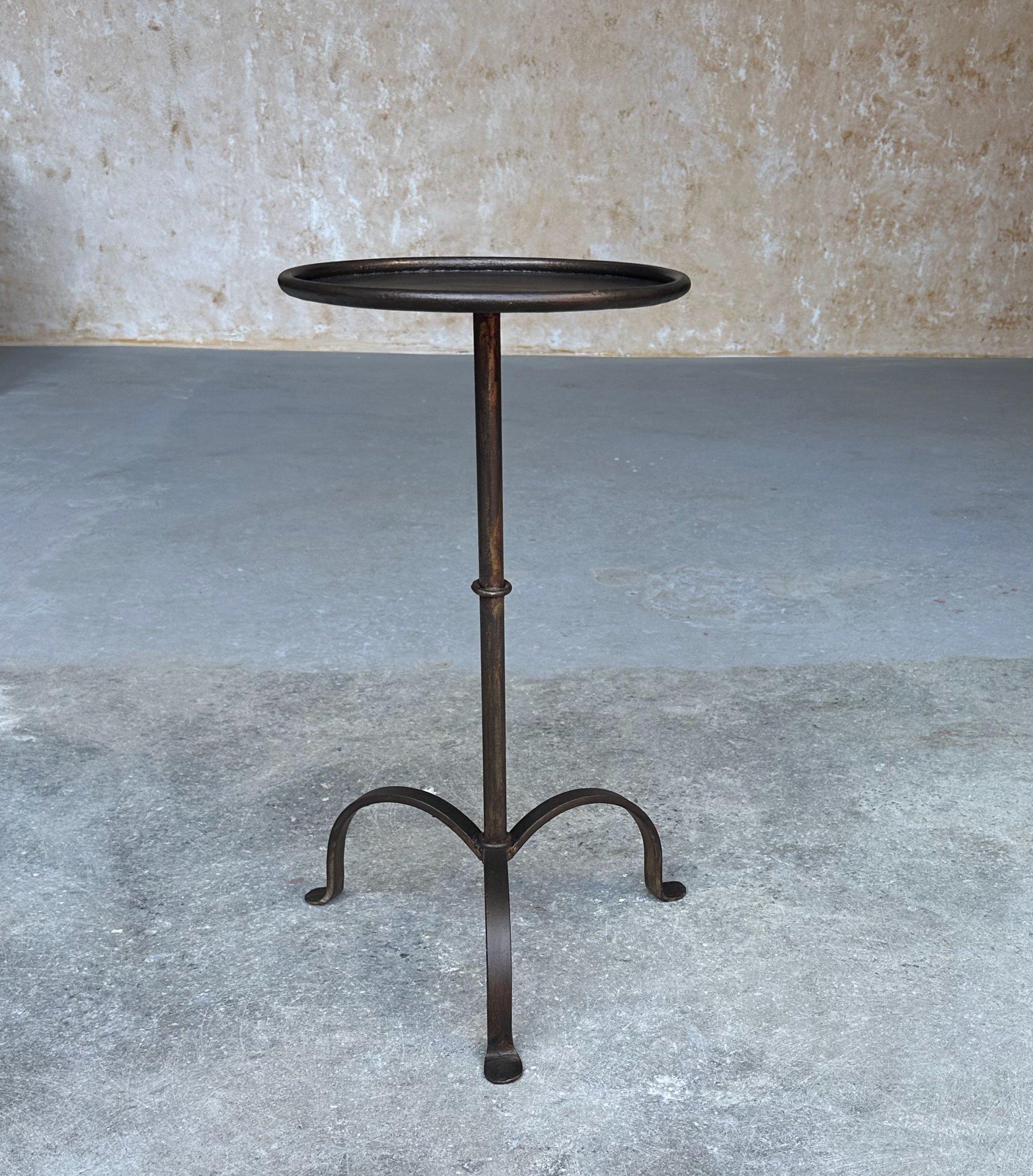 Patinated Spanish Iron Drinks Table with Bronze Patina  For Sale