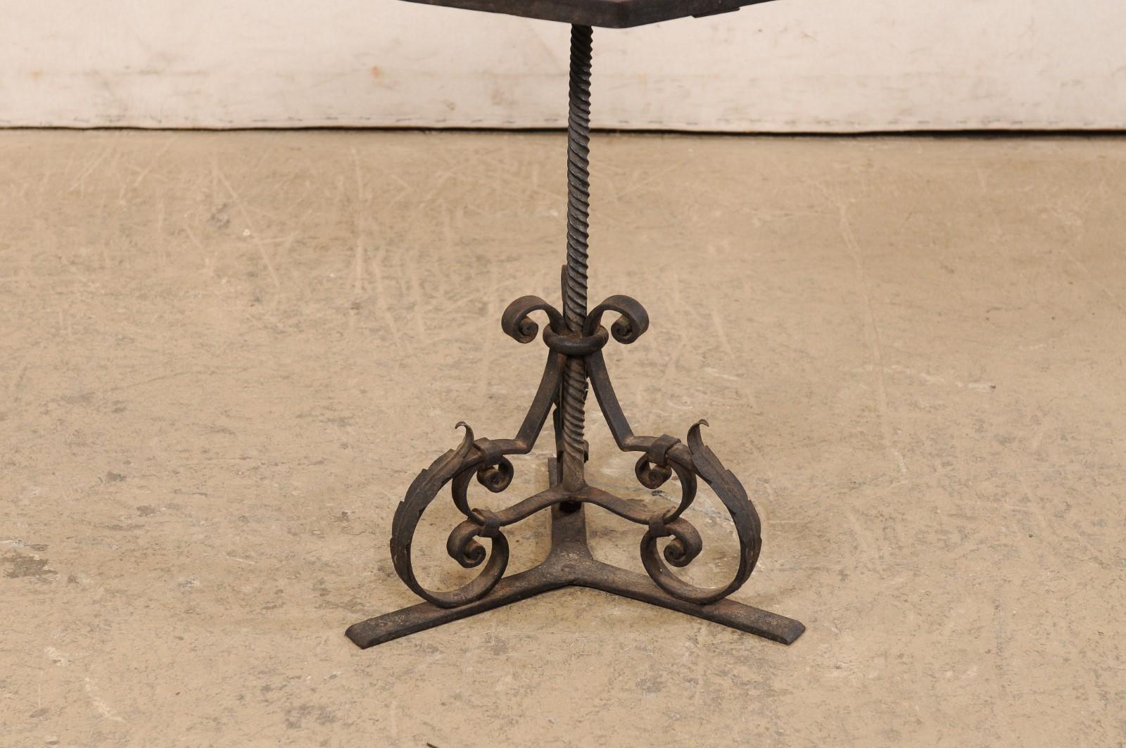 Spanish Iron Drinks Table with Tile Top In Good Condition For Sale In Atlanta, GA