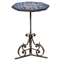 Used Spanish Iron Drinks Table with Tile Top