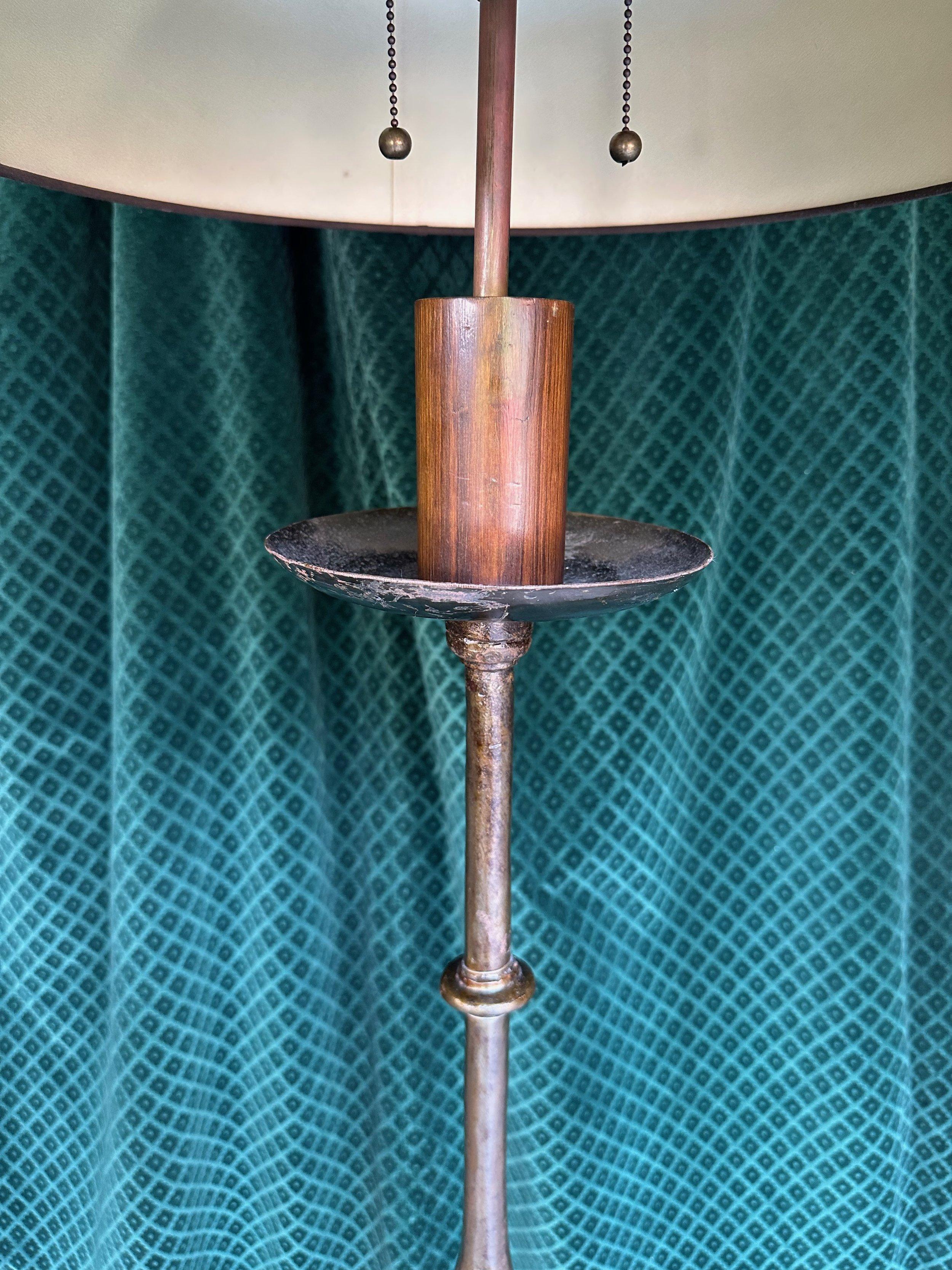 Spanish Iron Floor Lamp on an Elevated Tripod Base For Sale 5
