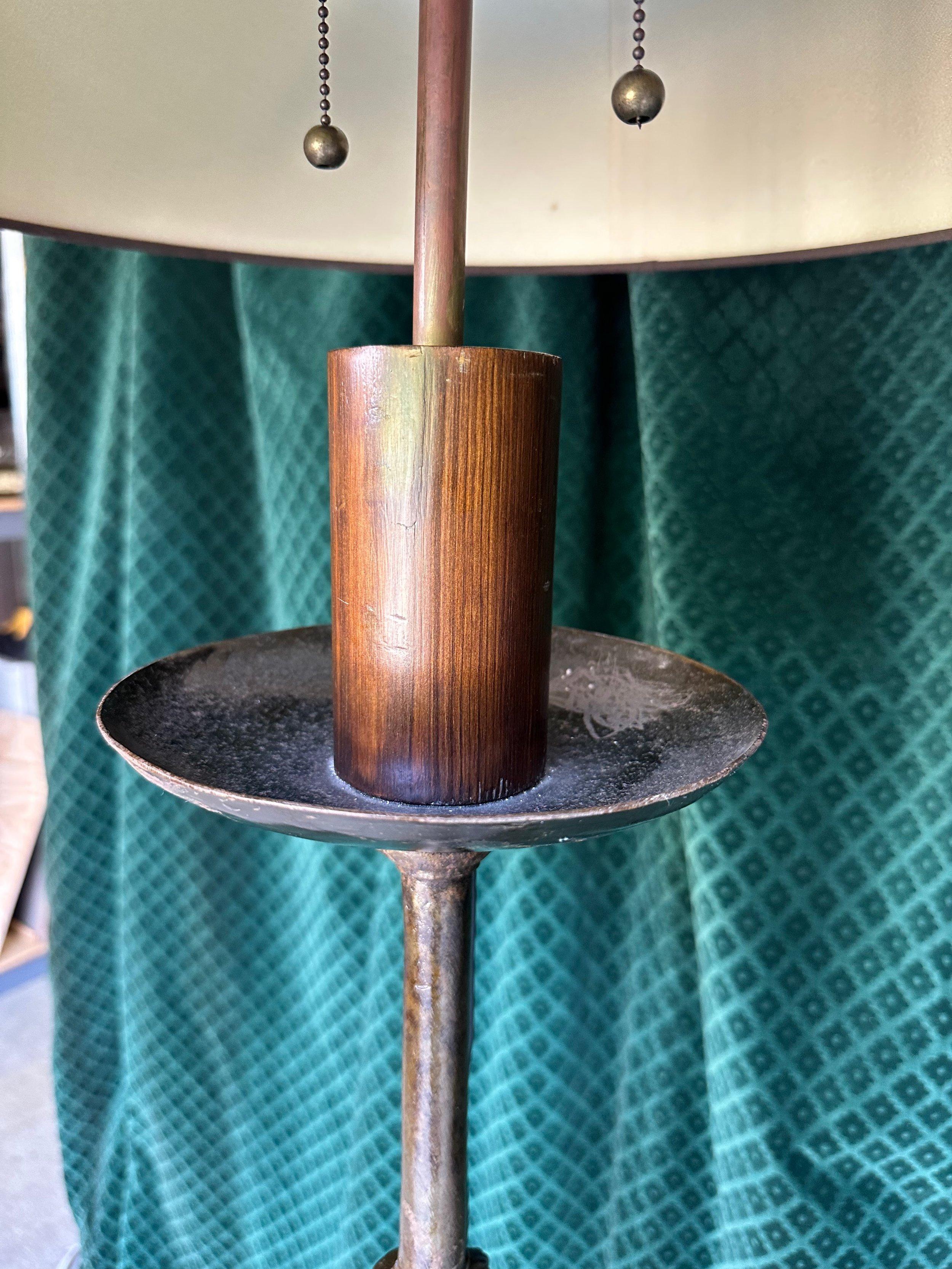 Spanish Iron Floor Lamp on an Elevated Tripod Base For Sale 8