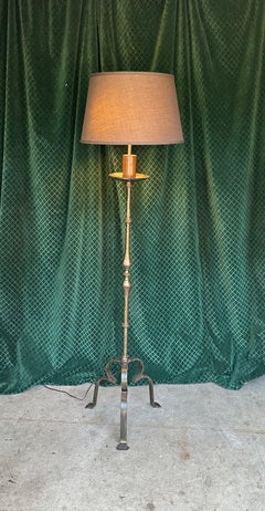 Spanish Iron Floor Lamp on an Elevated Tripod Base