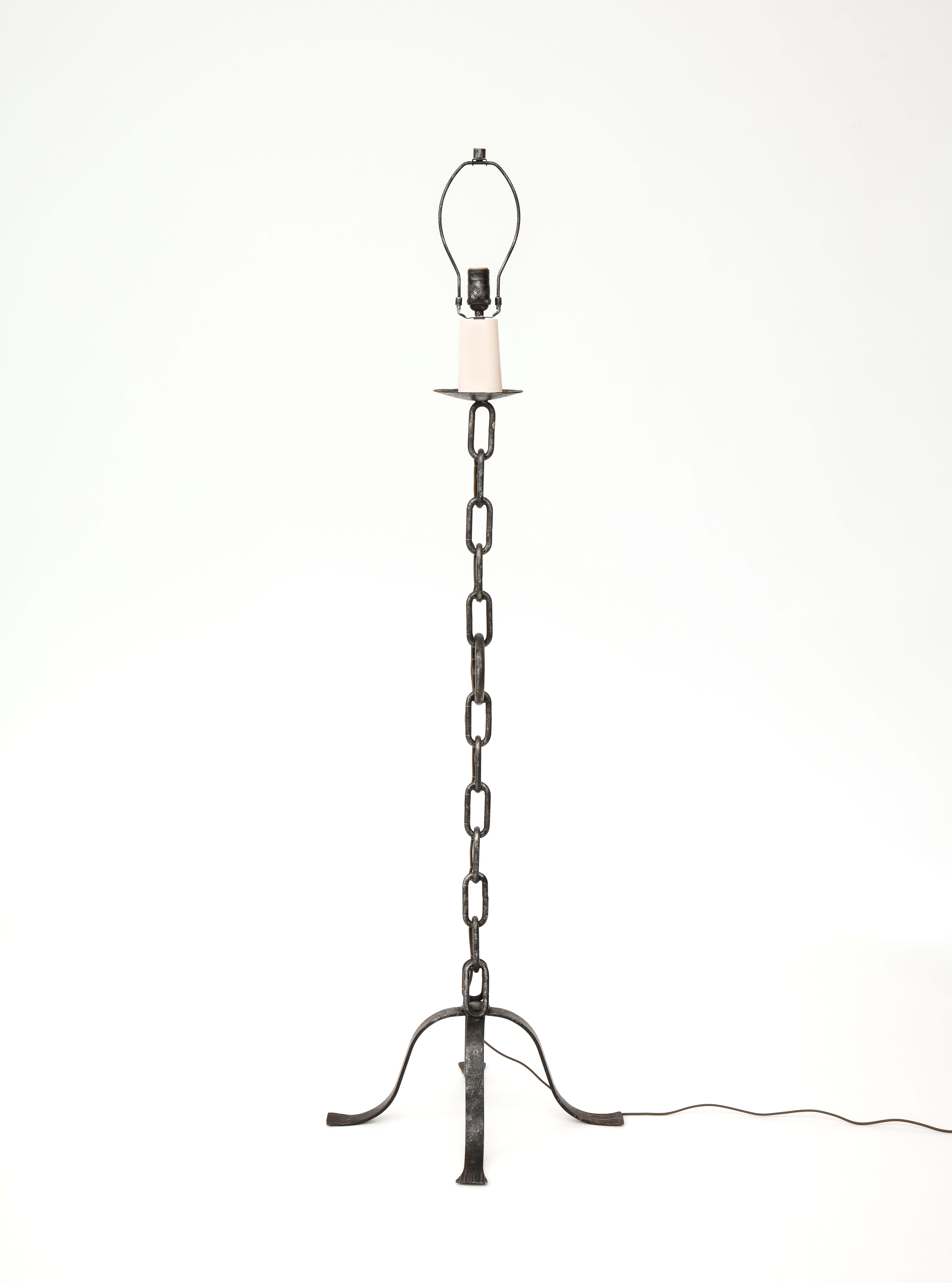Hand-Crafted Wrought Iron Floor Lamps, Spain 1940's For Sale