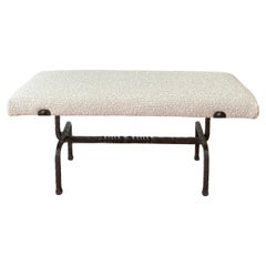 Antique Spanish Iron upholstered bench seat