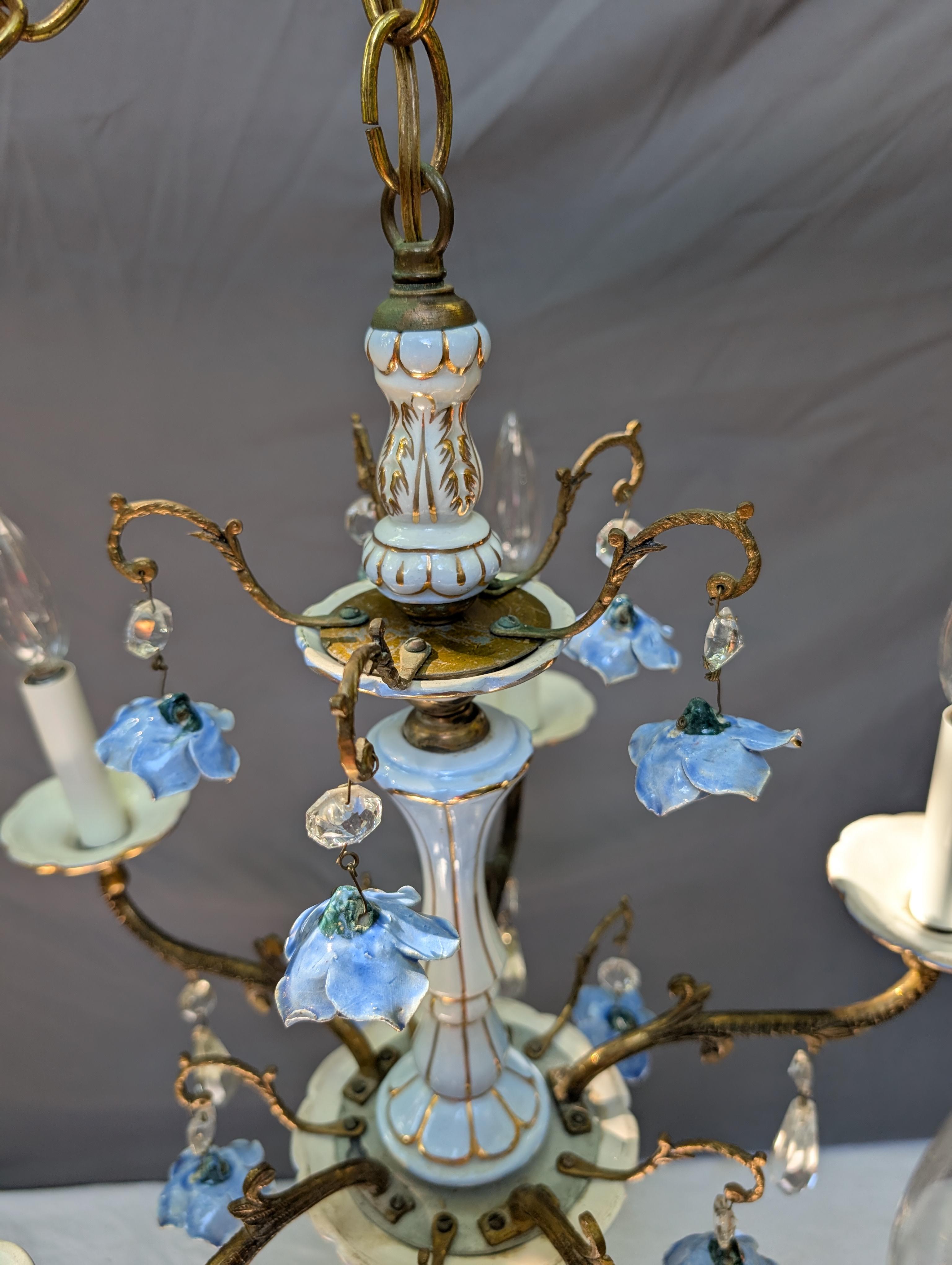 Spanish-Italian Porcelain Chandlier For Sale 5