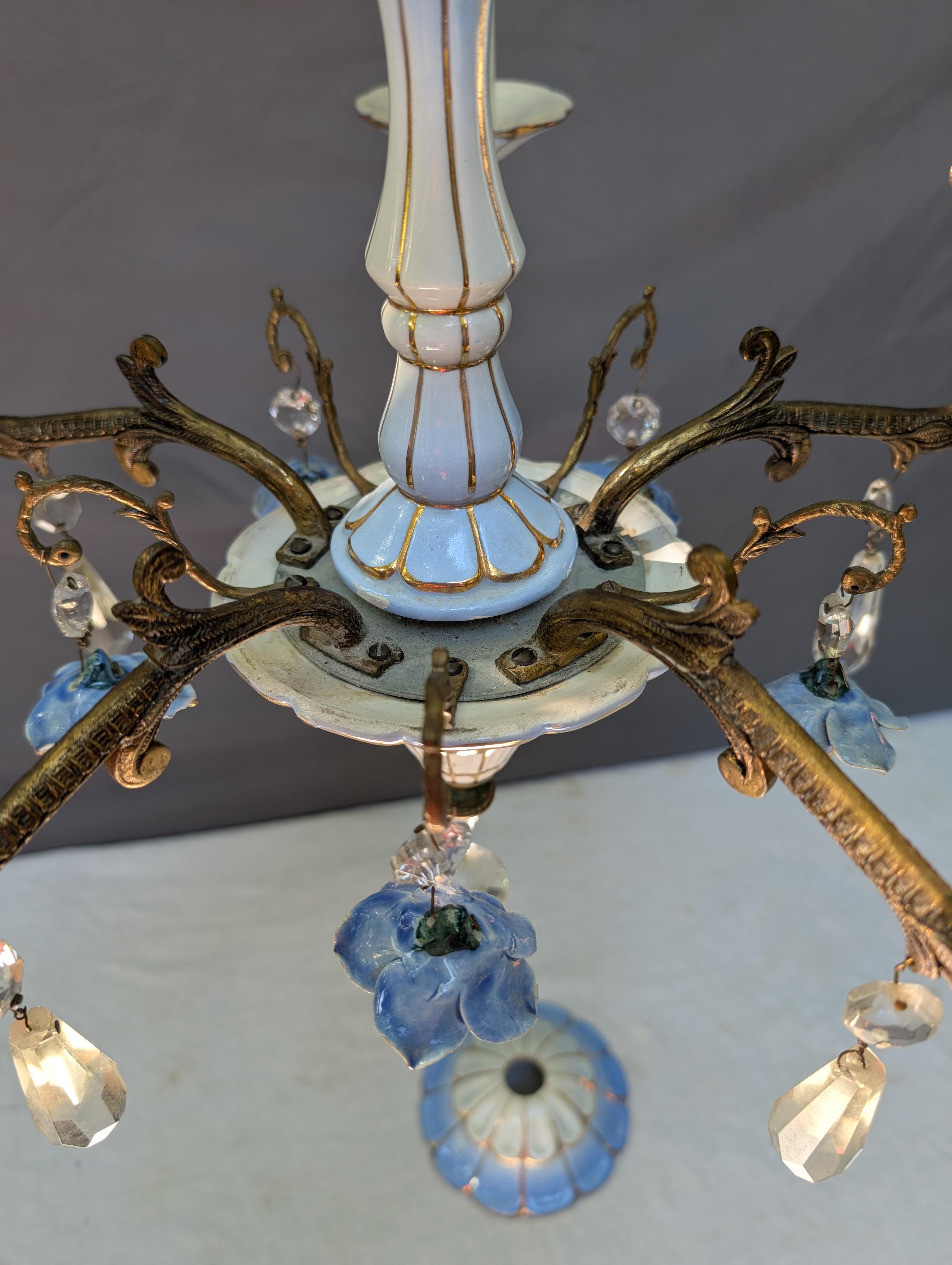 Spanish-Italian Porcelain Chandlier For Sale 6