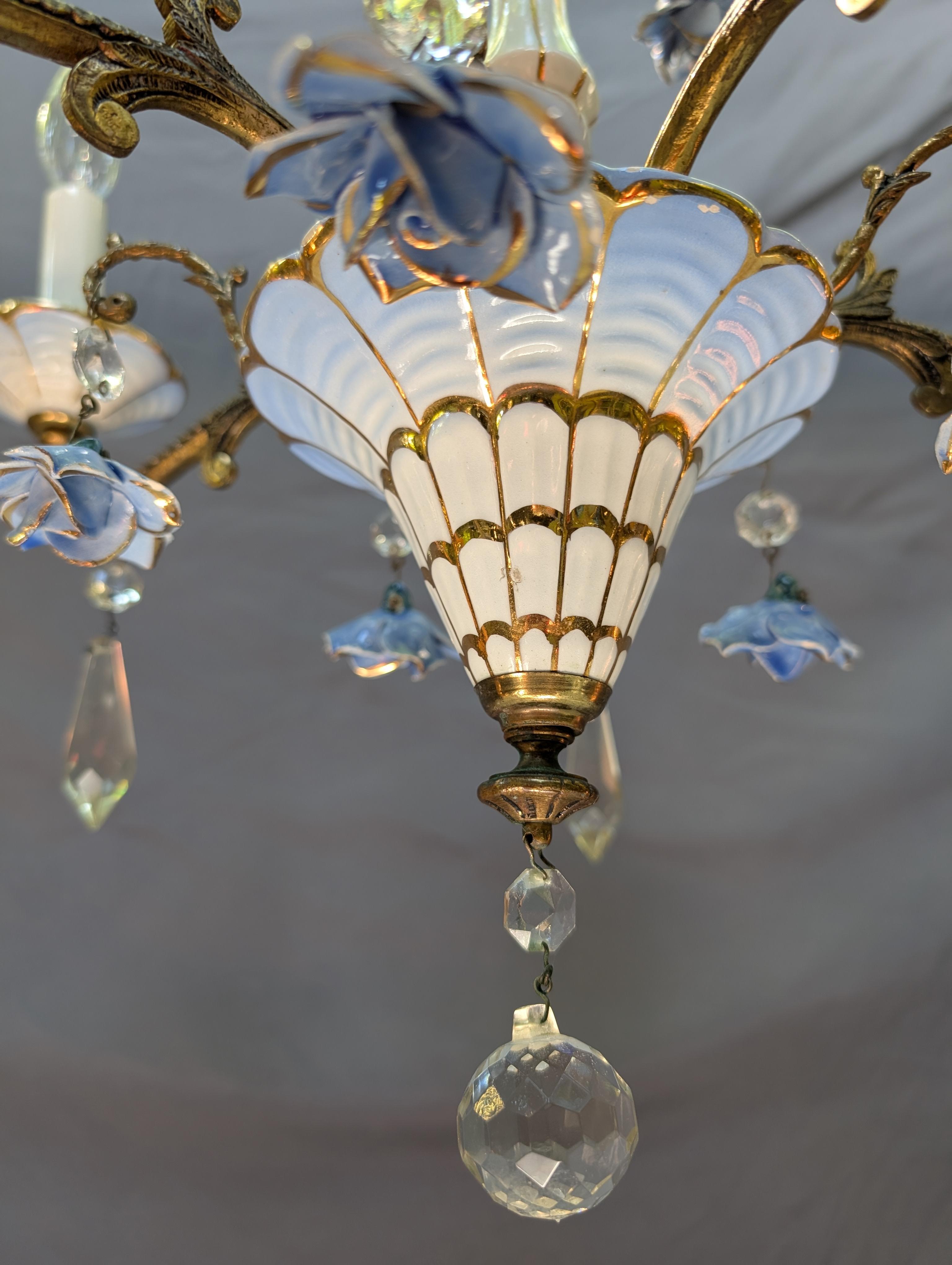 Spanish-Italian Porcelain Chandlier For Sale 9