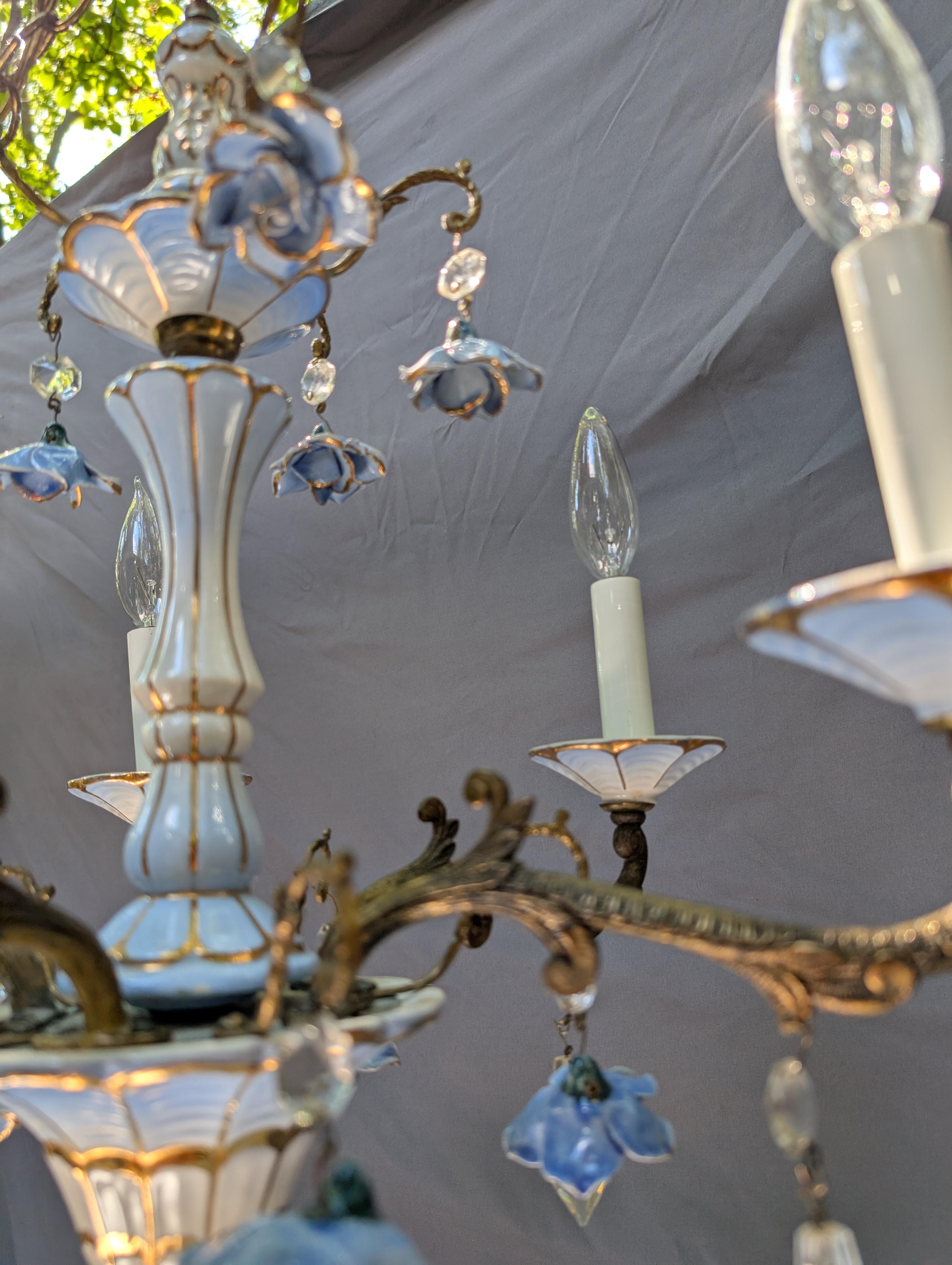 Spanish-Italian Porcelain Chandlier For Sale 11