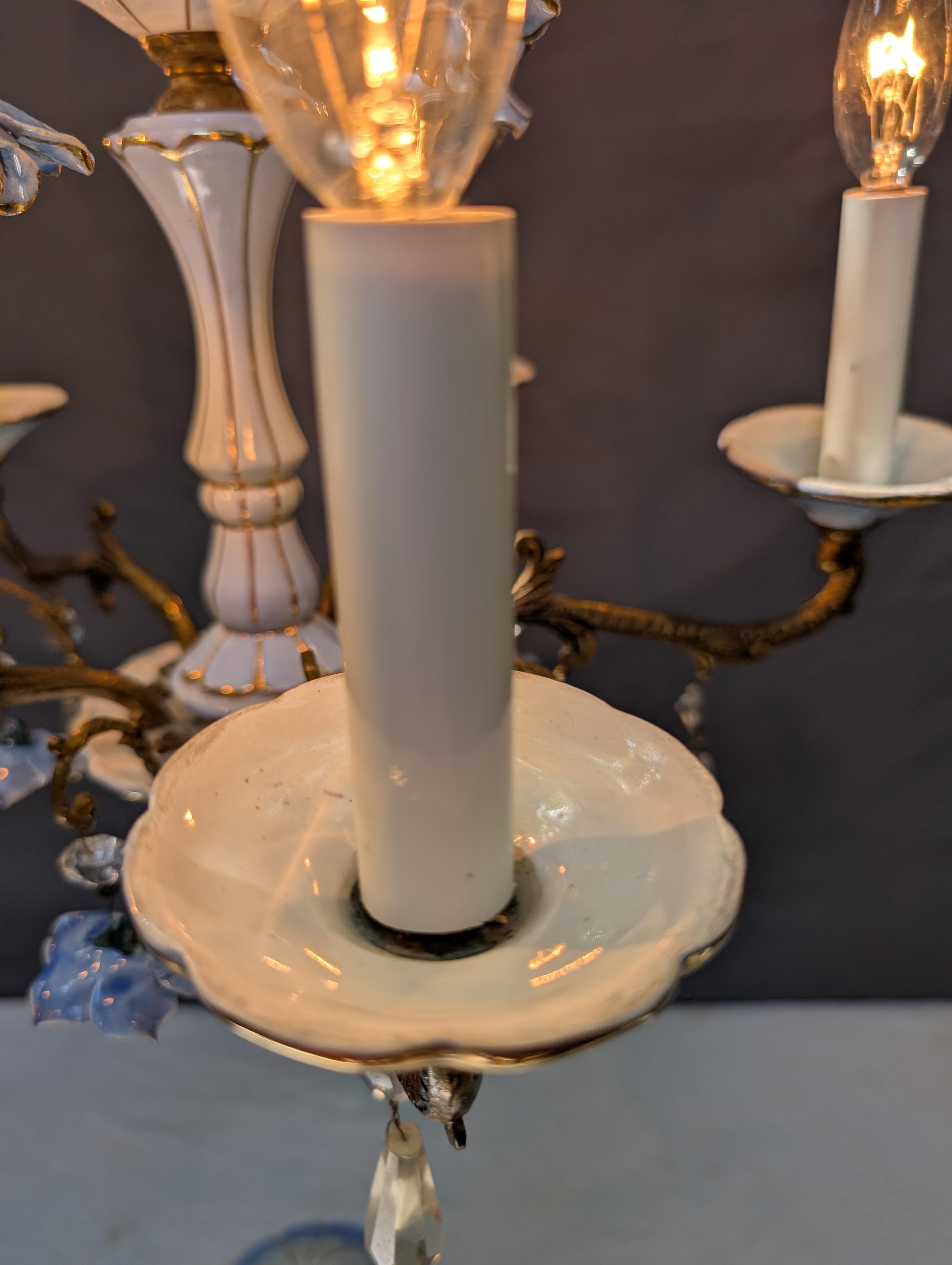 Spanish-Italian Porcelain Chandlier For Sale 2