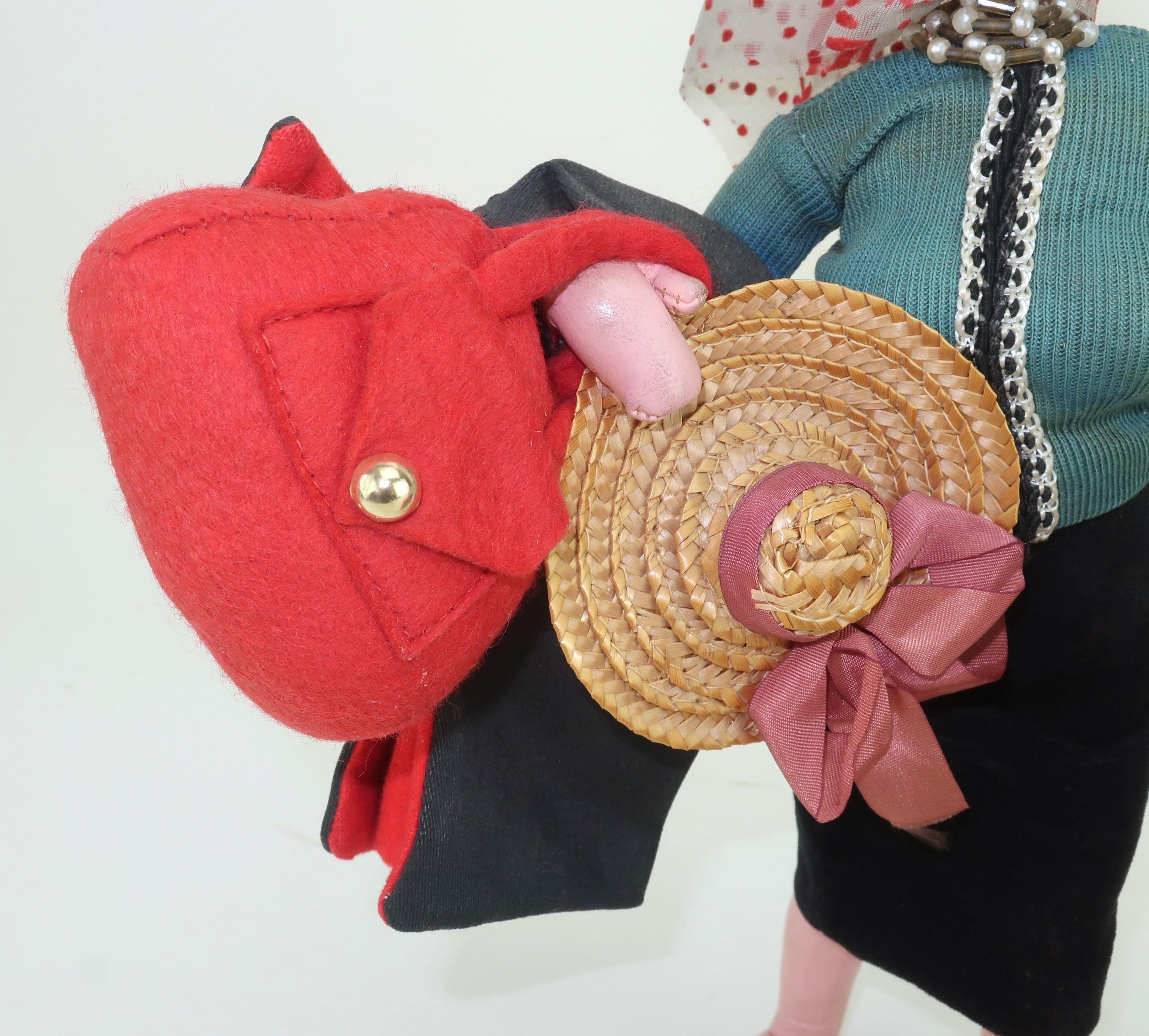 Spanish KLUMPE ROLDAN Lady Tourist Doll, 1950's In Good Condition For Sale In Atlanta, GA