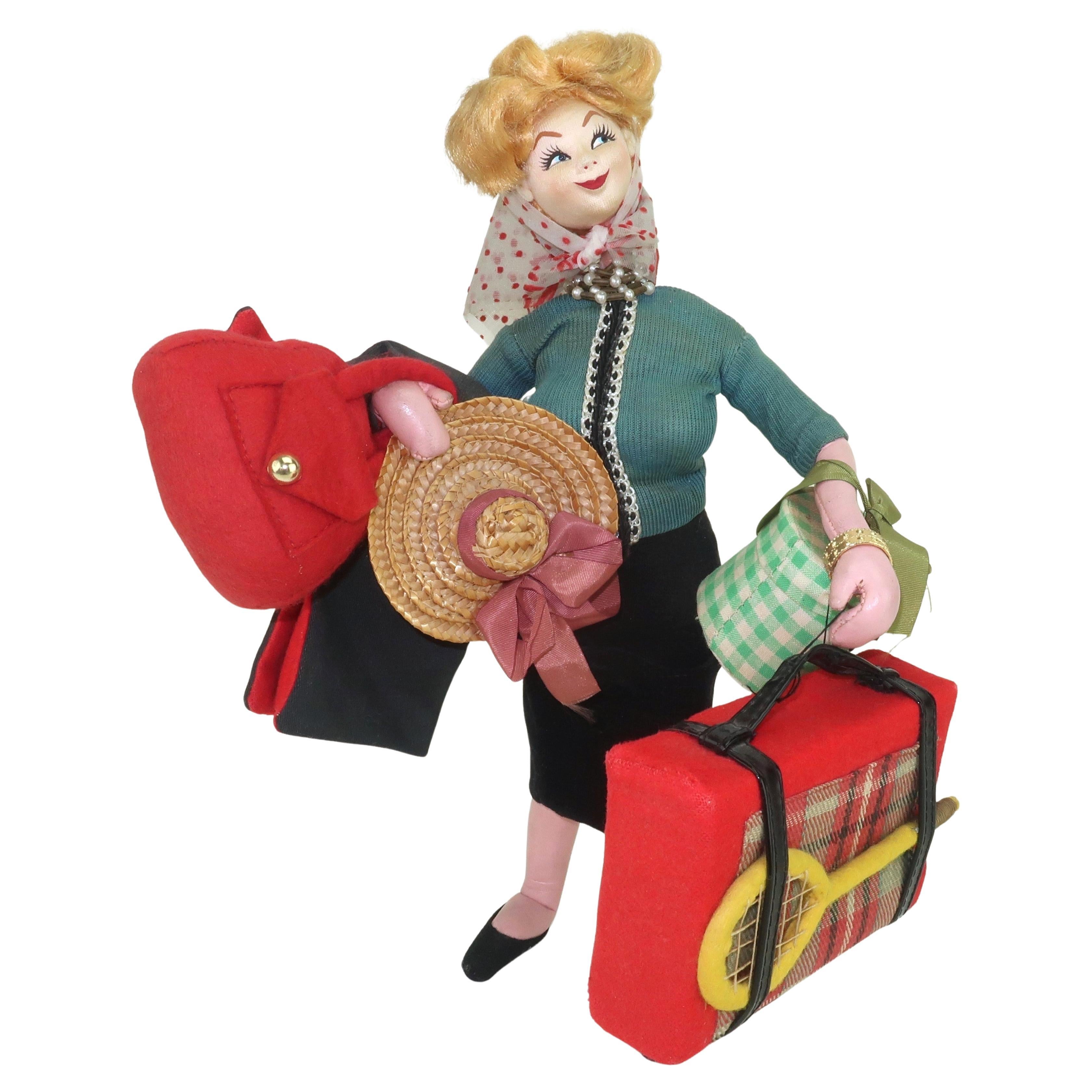 Spanish KLUMPE ROLDAN Lady Tourist Doll, 1950's For Sale