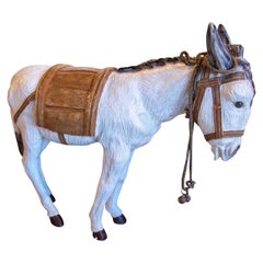 Spanish Large Hand-Painted  Glazed Ceramic Donkey