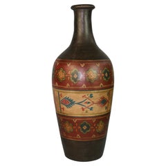 Spanish Large Hand Painted Terracotta Vase