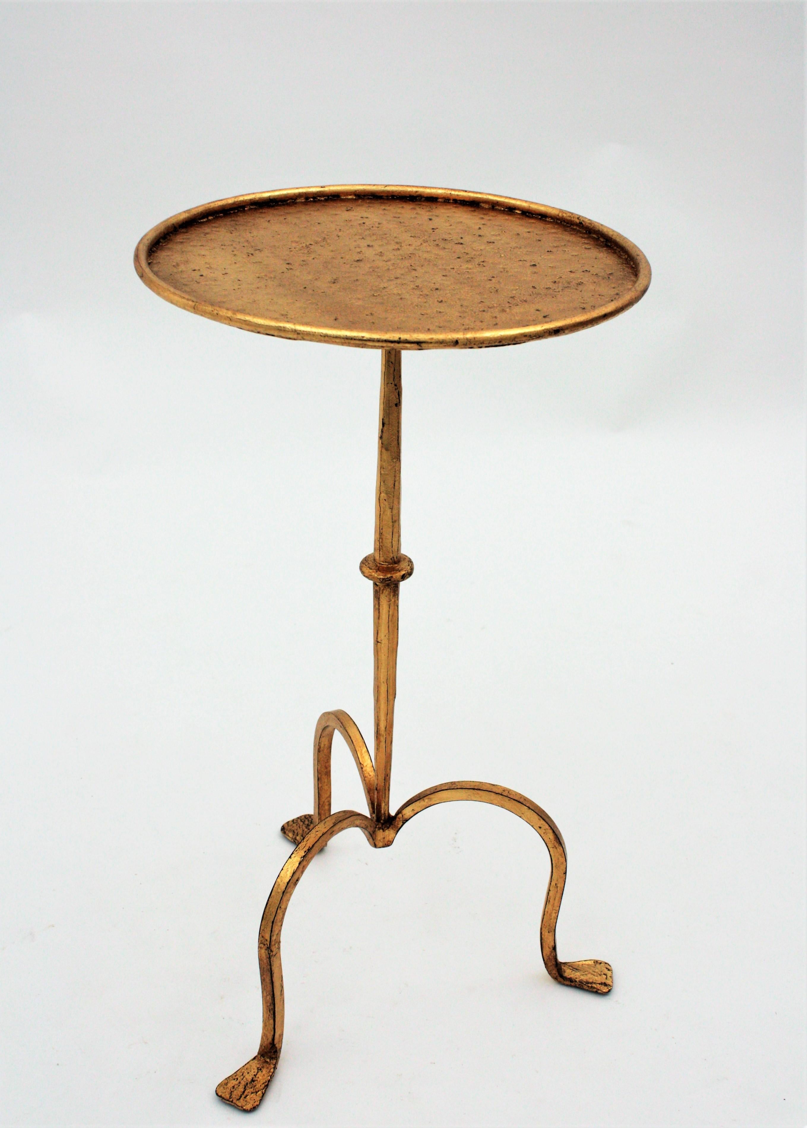 20th Century Spanish Large Wrought Gilt Iron Gueridon Drinks Table, Side Table or Pedestal
