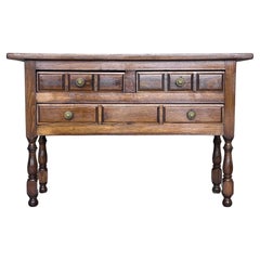 Spanish Large Nightstand or Chest of Drawers in Dark Walnut