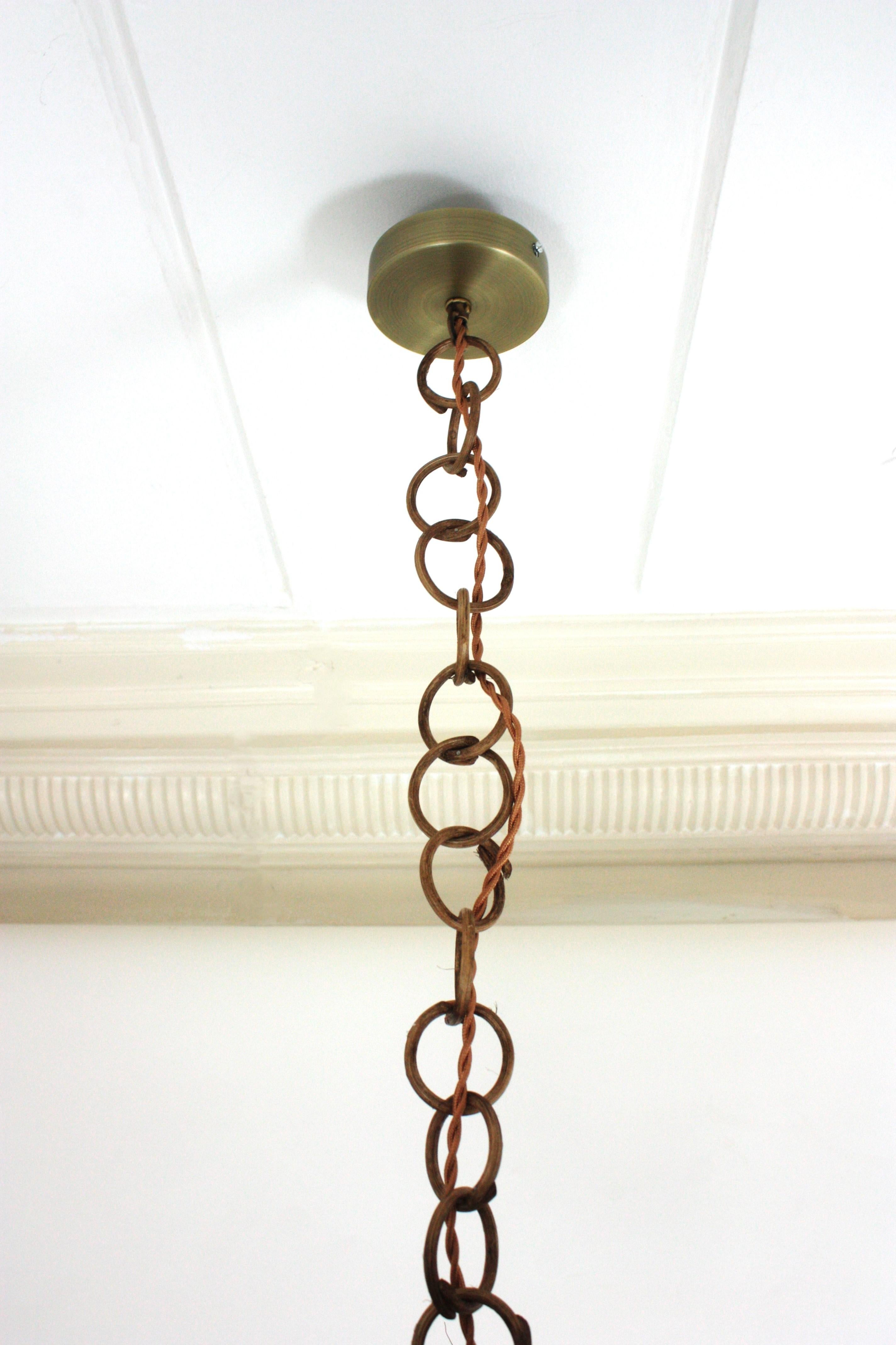 Lampada a sospensione da soffitto spagnola a forma di grande sfera di corda, anni '60 in vendita 6