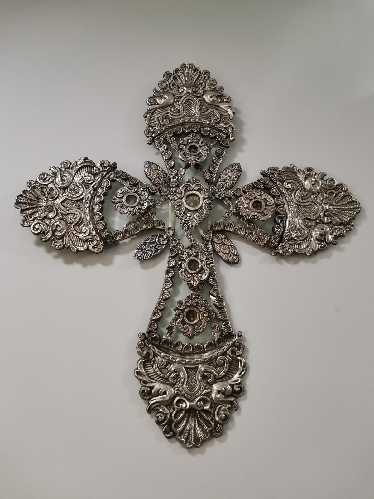 Spanish Large Silver Cross and Rock Crystal 18th Century 4