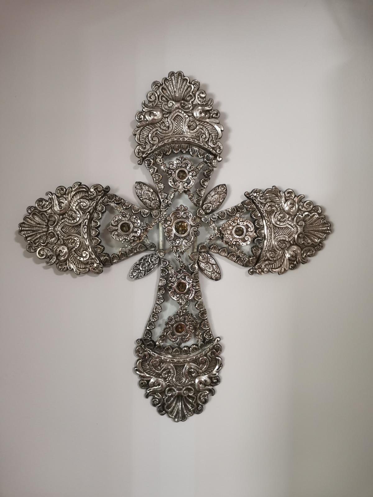 Spanish Large Silver Cross and Rock Crystal 18th Century 5