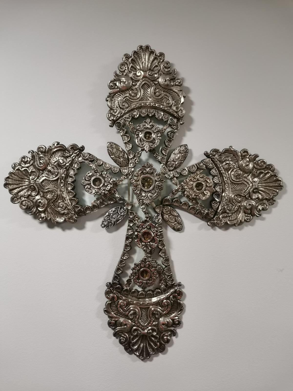 Spanish Large Silver Cross and Rock Crystal 18th Century 7