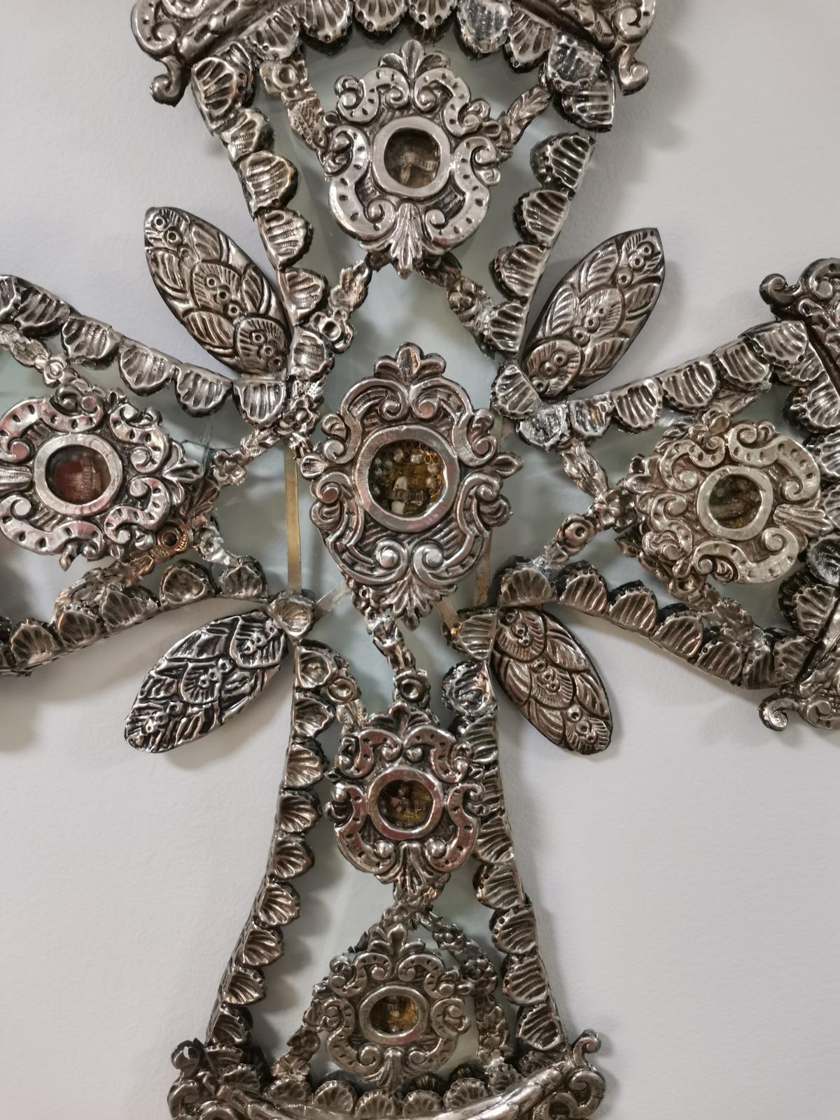 Spanish Large Silver Cross and Rock Crystal 18th Century 1