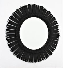 Spanish Large Sunburst Mirror in Black Patina, 1940s