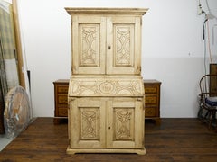 Spanish Late 18th Century Pine Secretaire with Slanted Desk and Geometric Panels